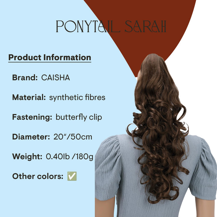 brown mix #33/27 H57 : PRETTYSHOP 24 Hair Piece Pony Tail Extension Very Long & Voluminous Curly Or Wavy Heat-Resisting H57