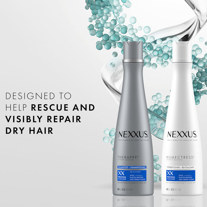 Nexxus Shampoo and Conditioner Therappe & Humectress 2 Count for Dry Hair Care With Proteinfusion Blend for 24-hour Moisture 13.5 oz