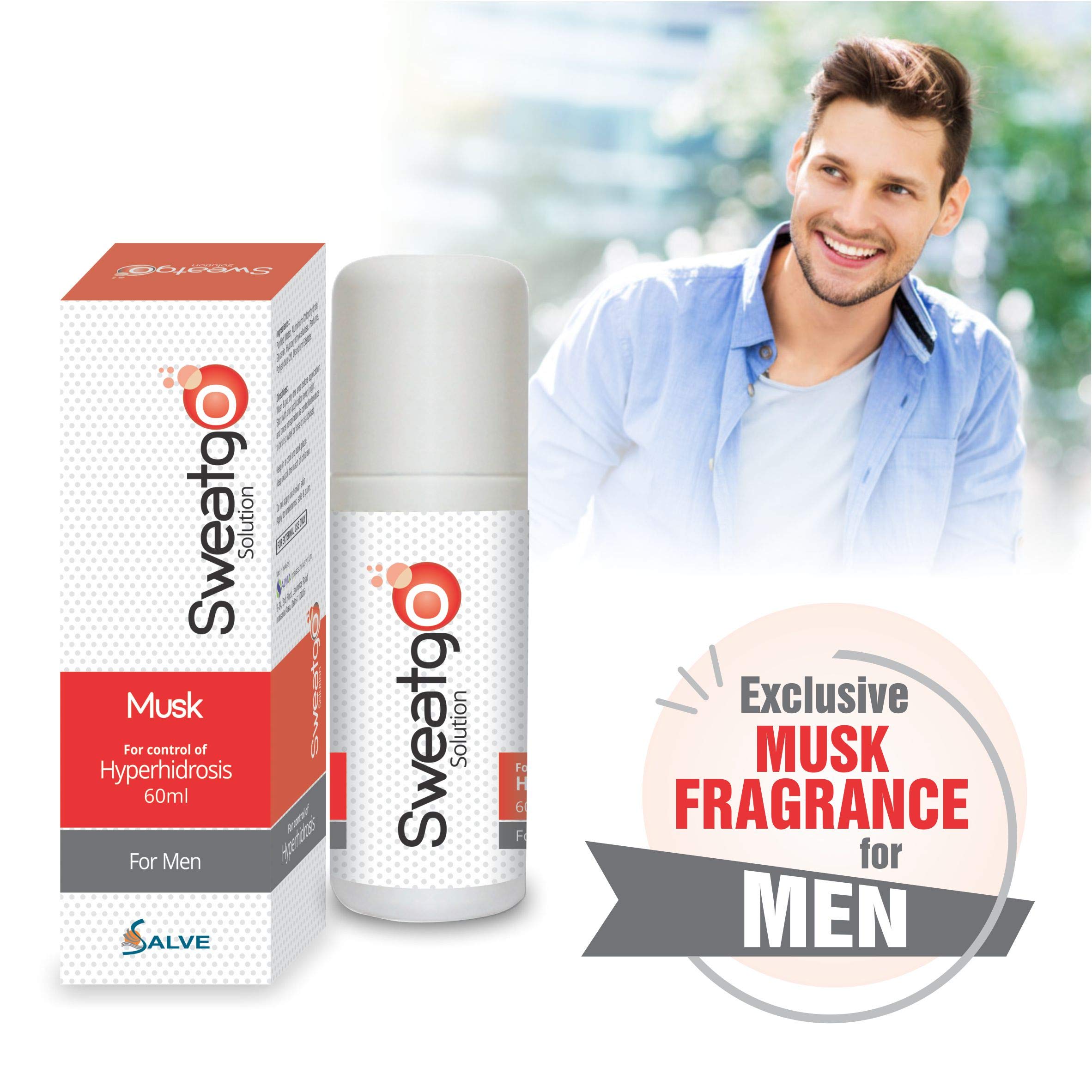 Sweat Go Rollon Antiperspirant Clinical strength | For palms, armpit and feet | Musk For Men - 60 ML