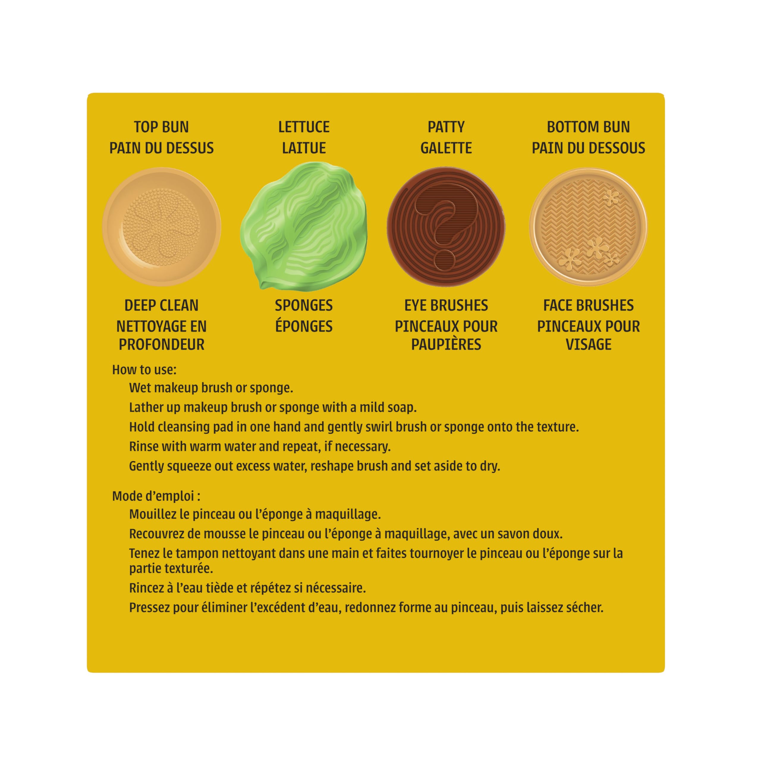 wet n wild SpongeBob Sponge & Brush Cleansing Pads, Flexible Silicone Cleaning Surface, Deep-Cleans All Brush Sizes – Krabby Patty