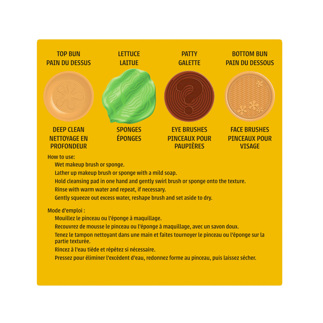 wet n wild SpongeBob Sponge & Brush Cleansing Pads, Flexible Silicone Cleaning Surface, Deep-Cleans All Brush Sizes – Krabby Patty