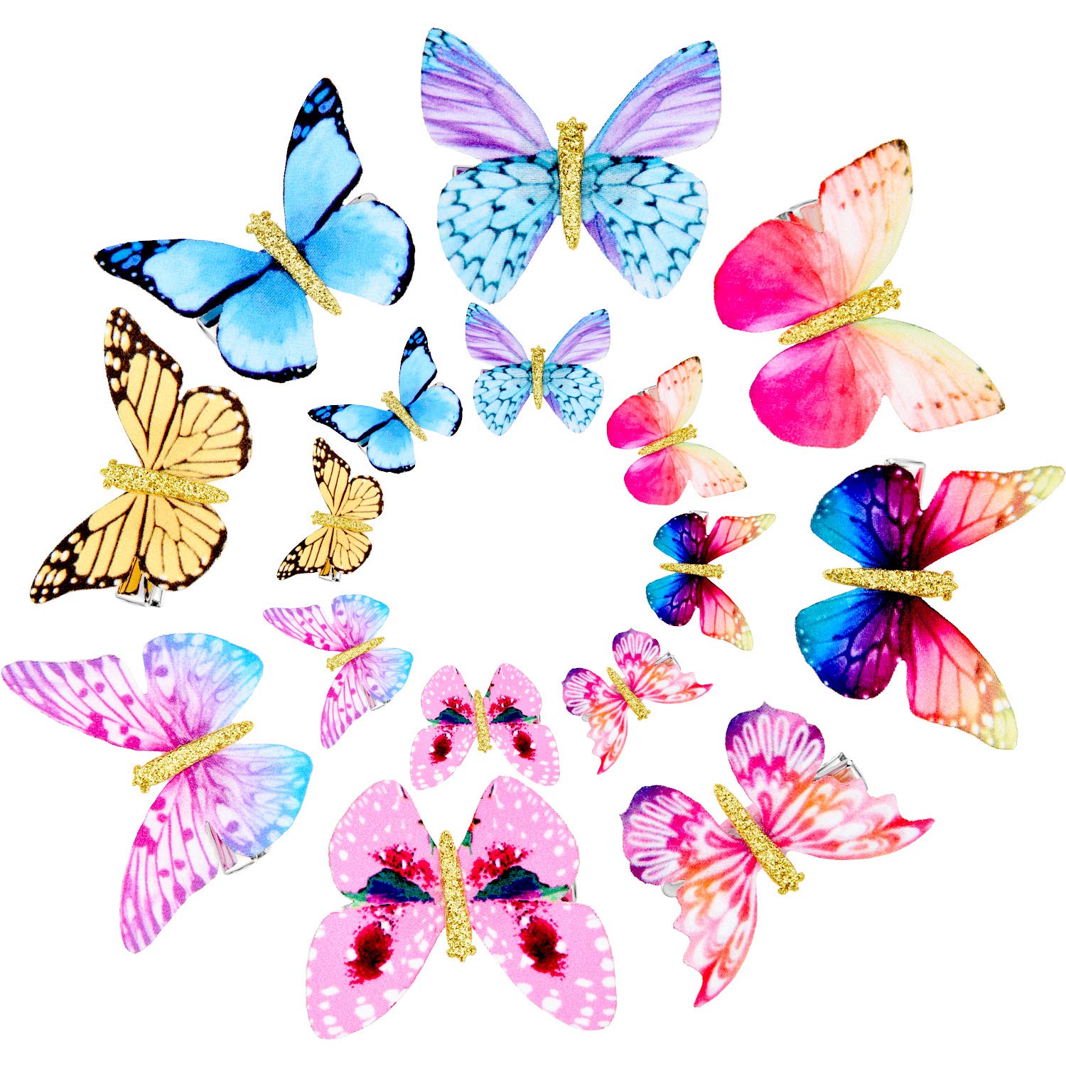 Gejoy 16 Pieces Butterfly Clips Baby Hair Clips Butterfly Glitter Barrette for Women Girl and Infant, 8 Styles