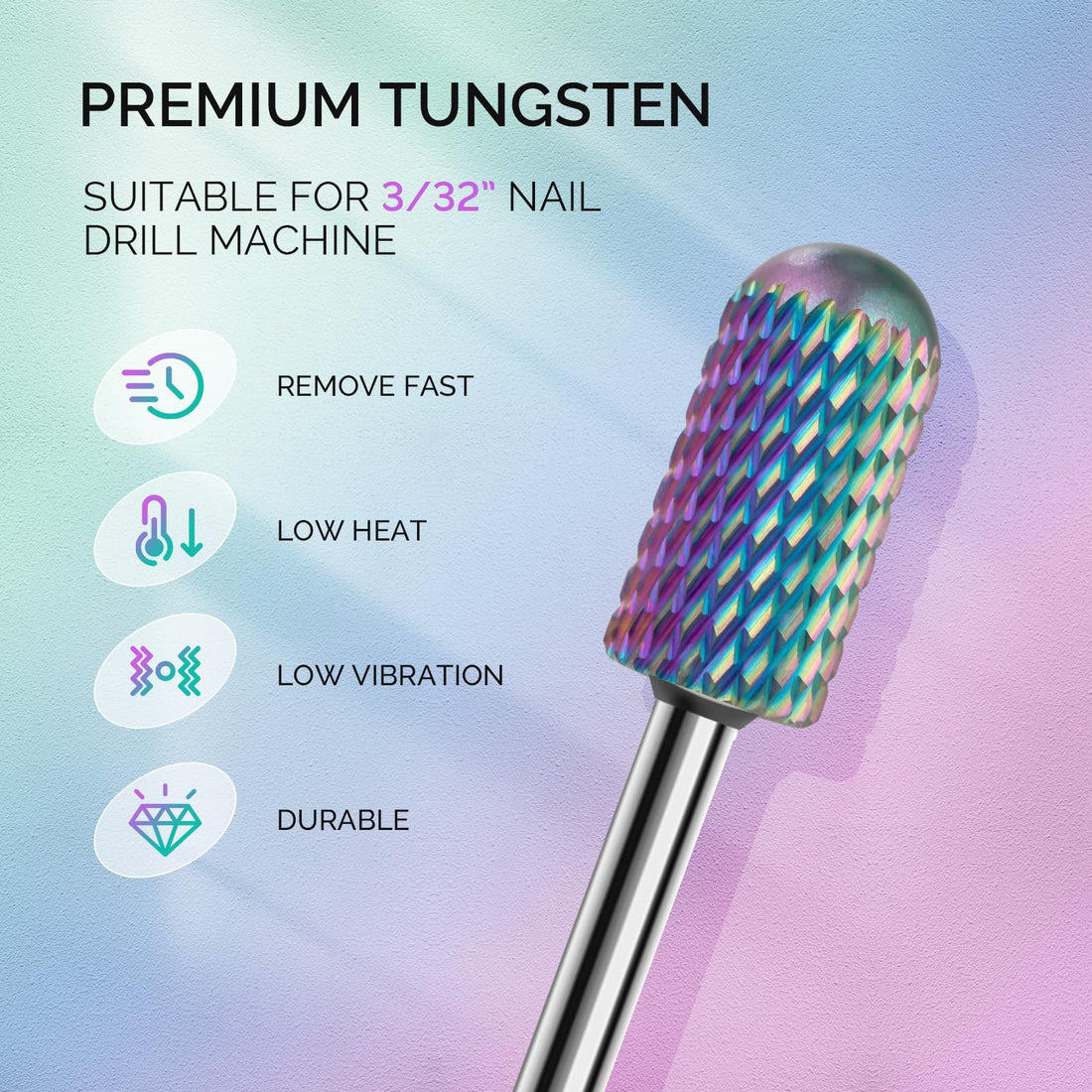 MelodySusie Nail Drill Bits Set, 7Pcs Professional Tungsten Carbide Ceramic Acrylic Nail File Drill Bit for Manicure Pedicure Cuticle Gel Nail Polishing