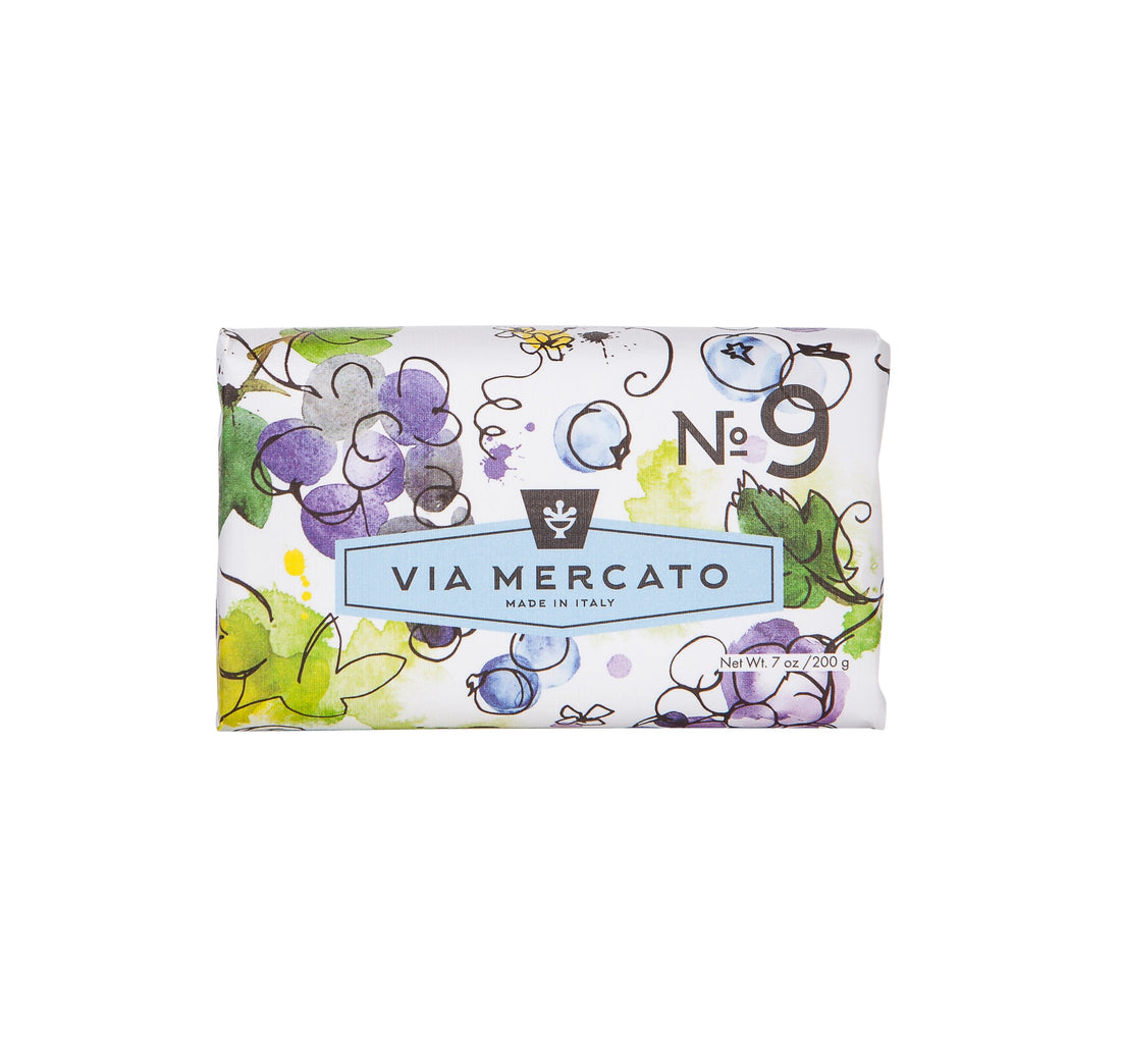 No 9 - Grape, Black Currant, Musk: Via Mercato Italian Soap Bar (200 G), No. 9 - Grape, Black Currant, And Musk