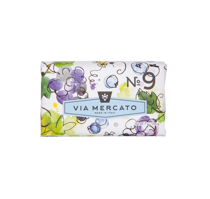 No 9 - Grape, Black Currant, Musk: Via Mercato Italian Soap Bar (200 G), No. 9 - Grape, Black Currant, And Musk