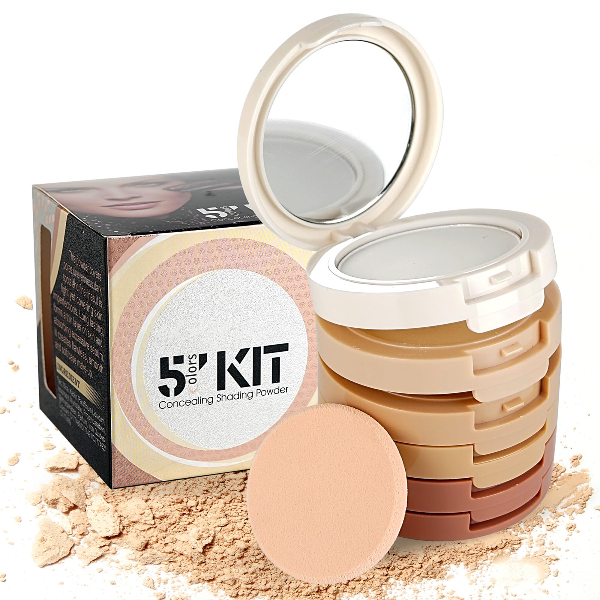 #1 : FantasyDay® Professional 5 Colours Multi-layer Face Press Powder Makeup Palette Contouring Kit - Ideal for Professional and Daily Use