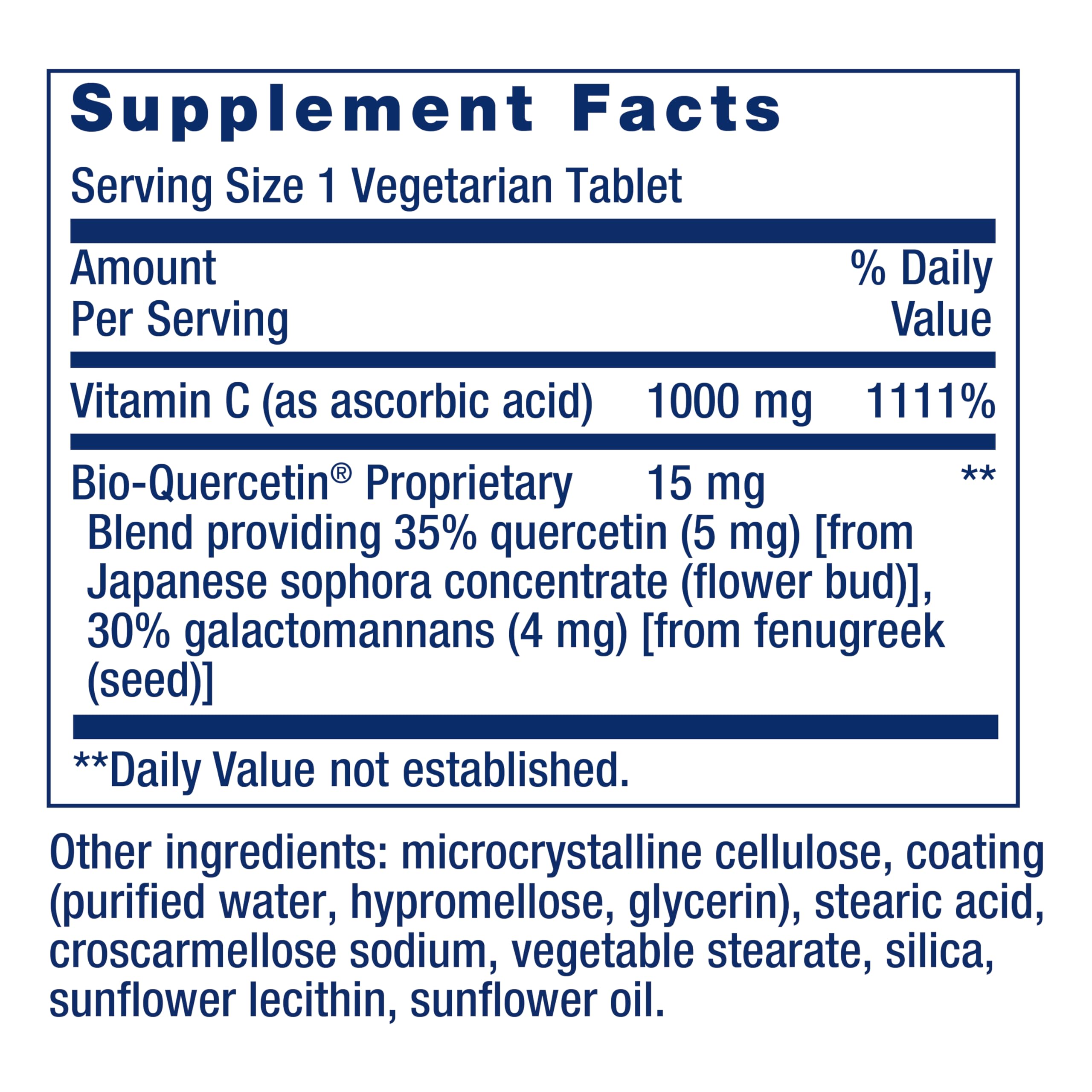 Life Extension Vitamin C & Bio-Quercetin Phytosome – Vitamin C Plus Ultra-Absorbable Quercetin for Immune Support – Gluten-Free, Non-GMO, Vegetarian – 250 Vegetarian Tablets