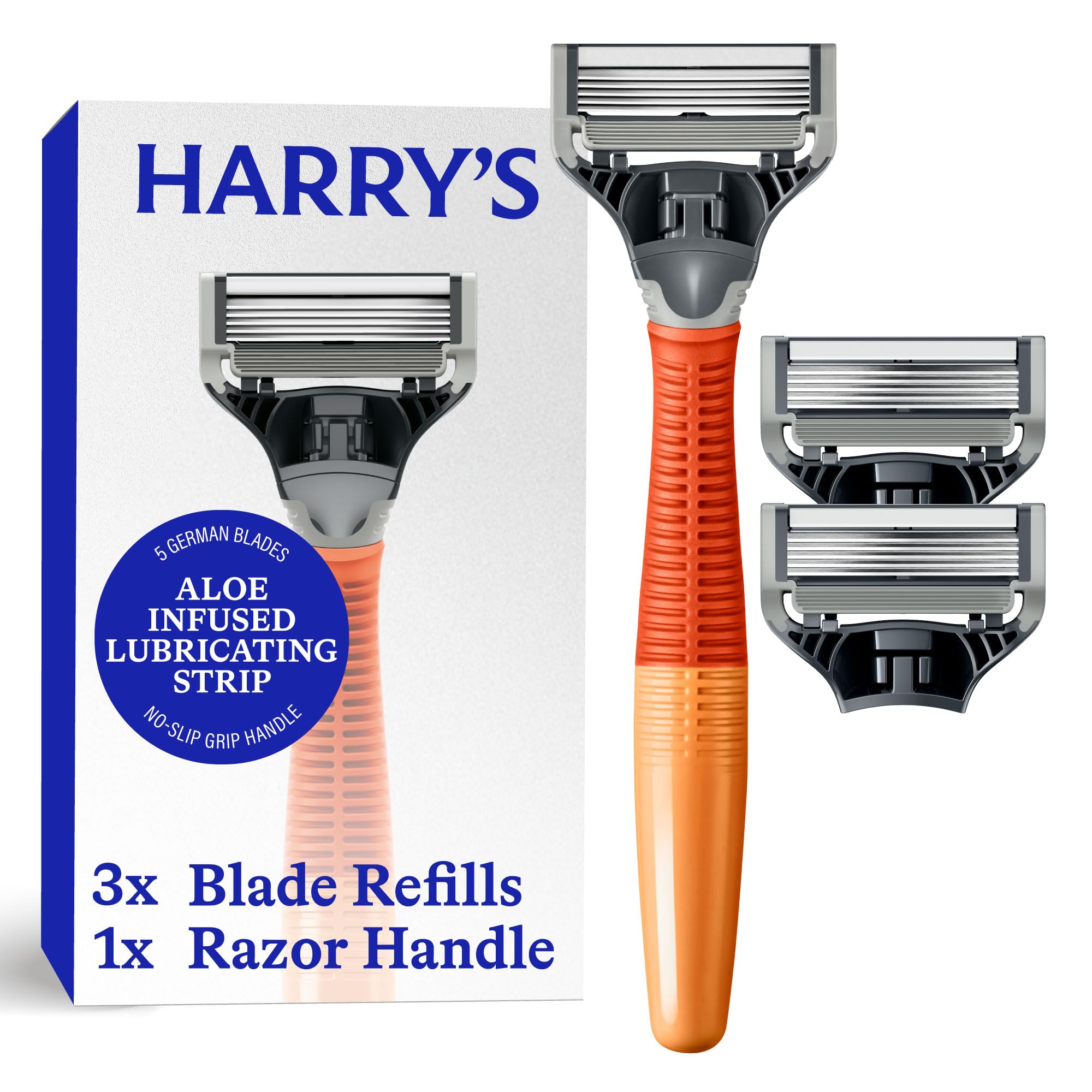 Harry's Shaving Kit for Men - Razor Handle and 3 Razor Blade Refill Cartridges - Ember