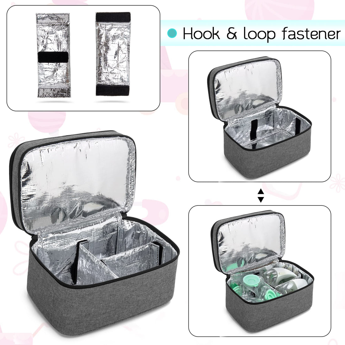 BAFASO Breast Pump Bag Compatible with Momcozy S12 Pro, Momcozy M5, Elvie Breast Pump, Carrying Case for Wearable Breast Pump and Extra Parts, Gray