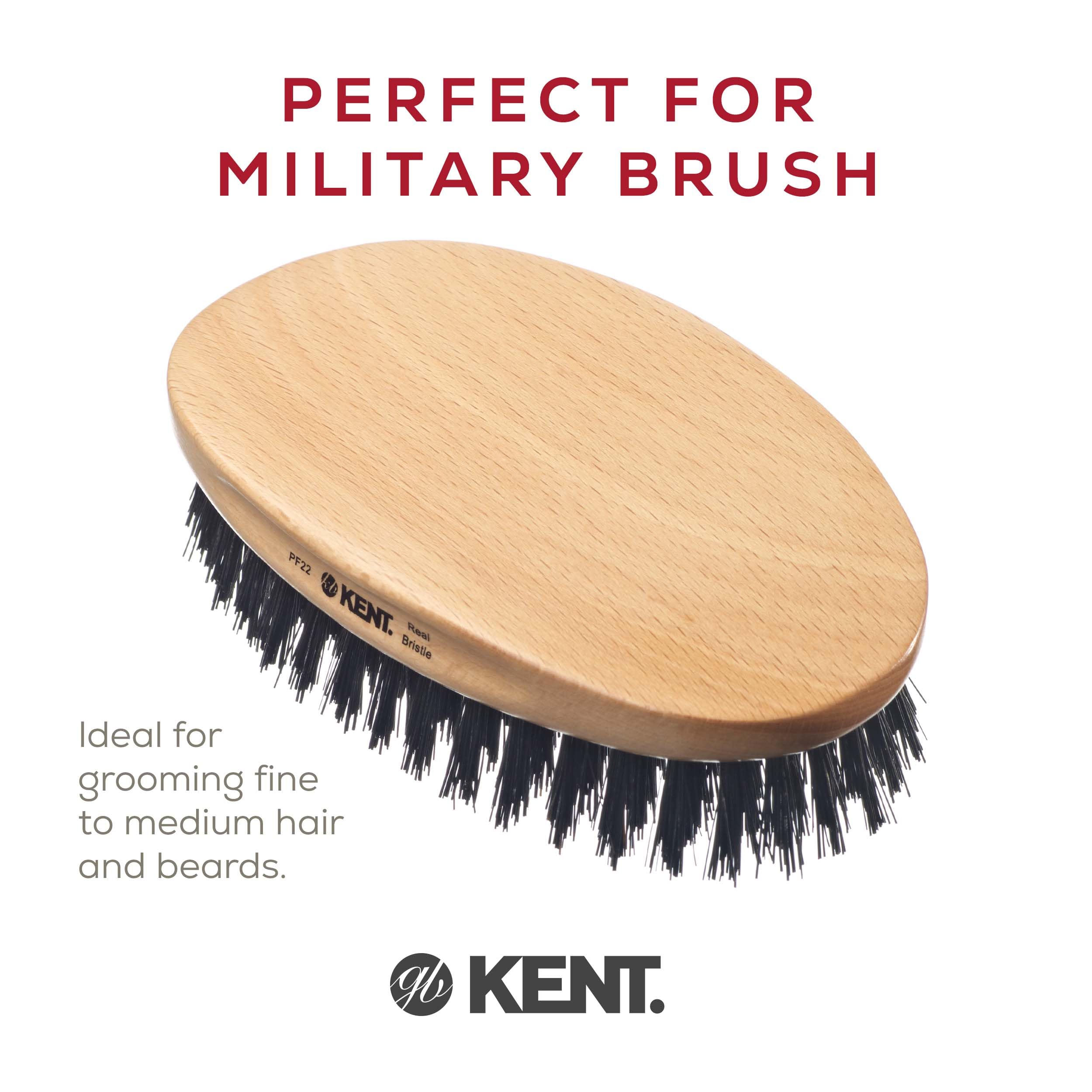 Kent PF22 Mens Military Natural Bristle Hair Brush