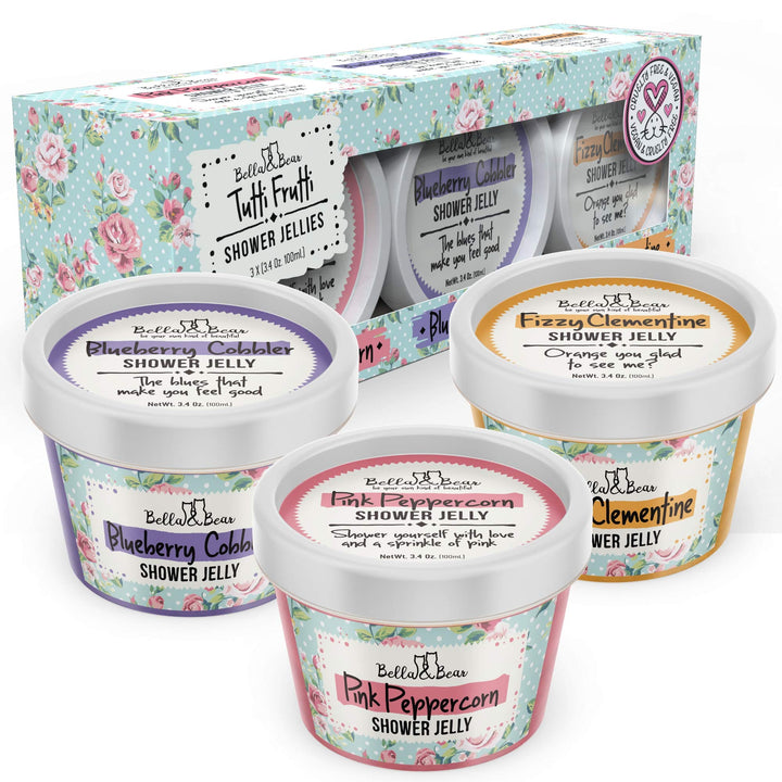 Bella and Bear - Tutti Frutti Shower Jelly Gift Set - Fun Pampering Gifts for women - Vegan - Cruelty Free
