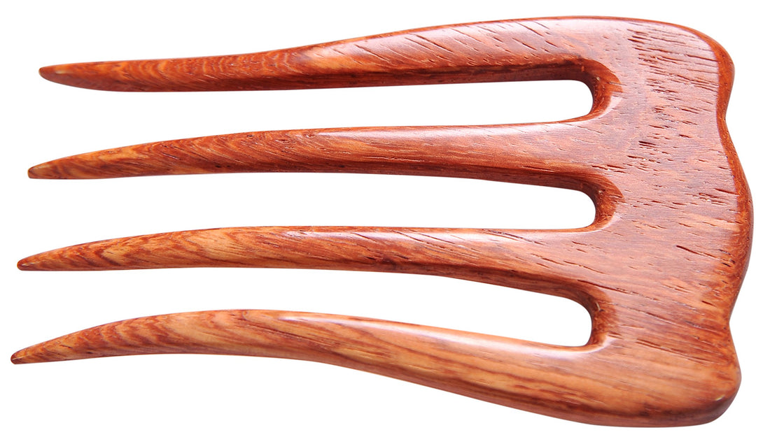 Mary Crafts Wooden Rosy Simple Hair Comb, Hair Pin, 4 Prongs Hair Fork, Hair Accessory Handmade 5