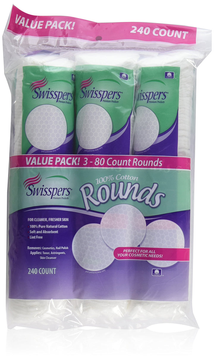 Swisspers Cotton Rounds 80S 100% Cotton (3 Pack)