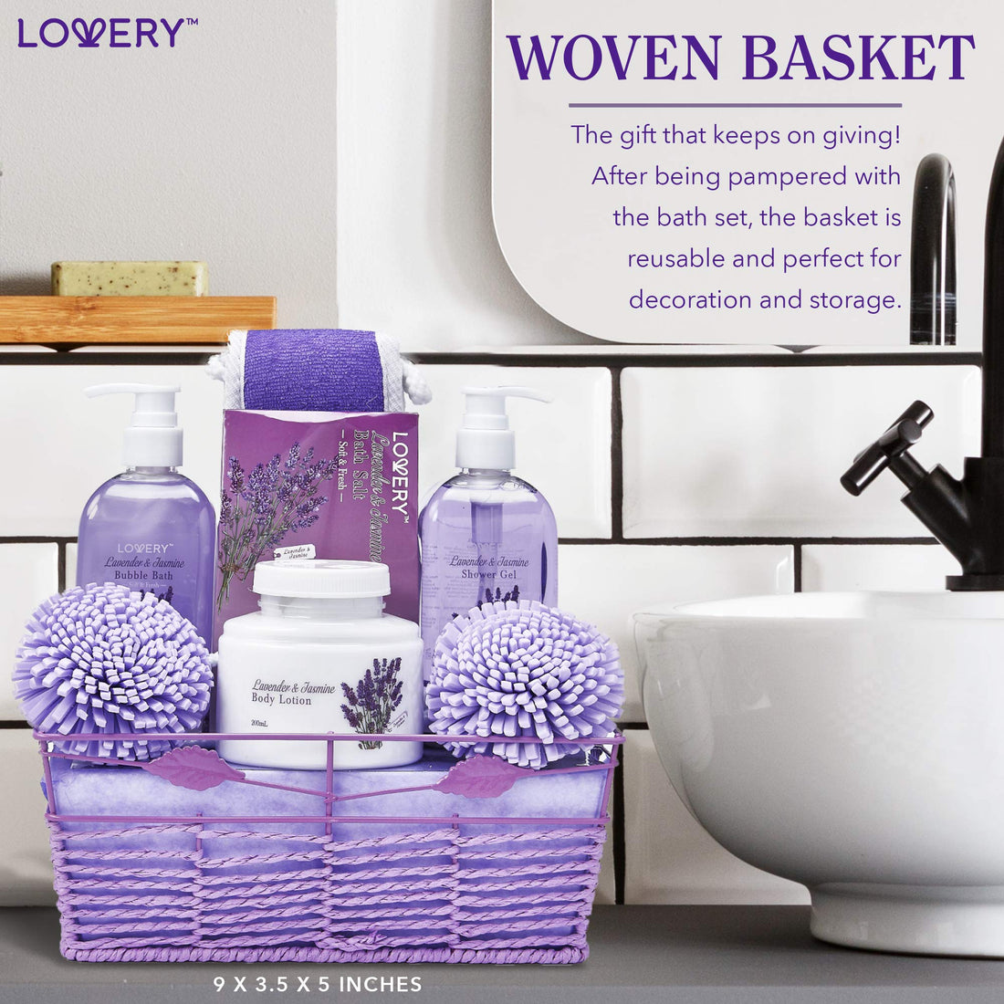 Bath and Body Gift Basket For Women and Men â‚¬â€œ Lavender and Jasmine Home Spa Set with Body Lotions, Bubble Bath and More