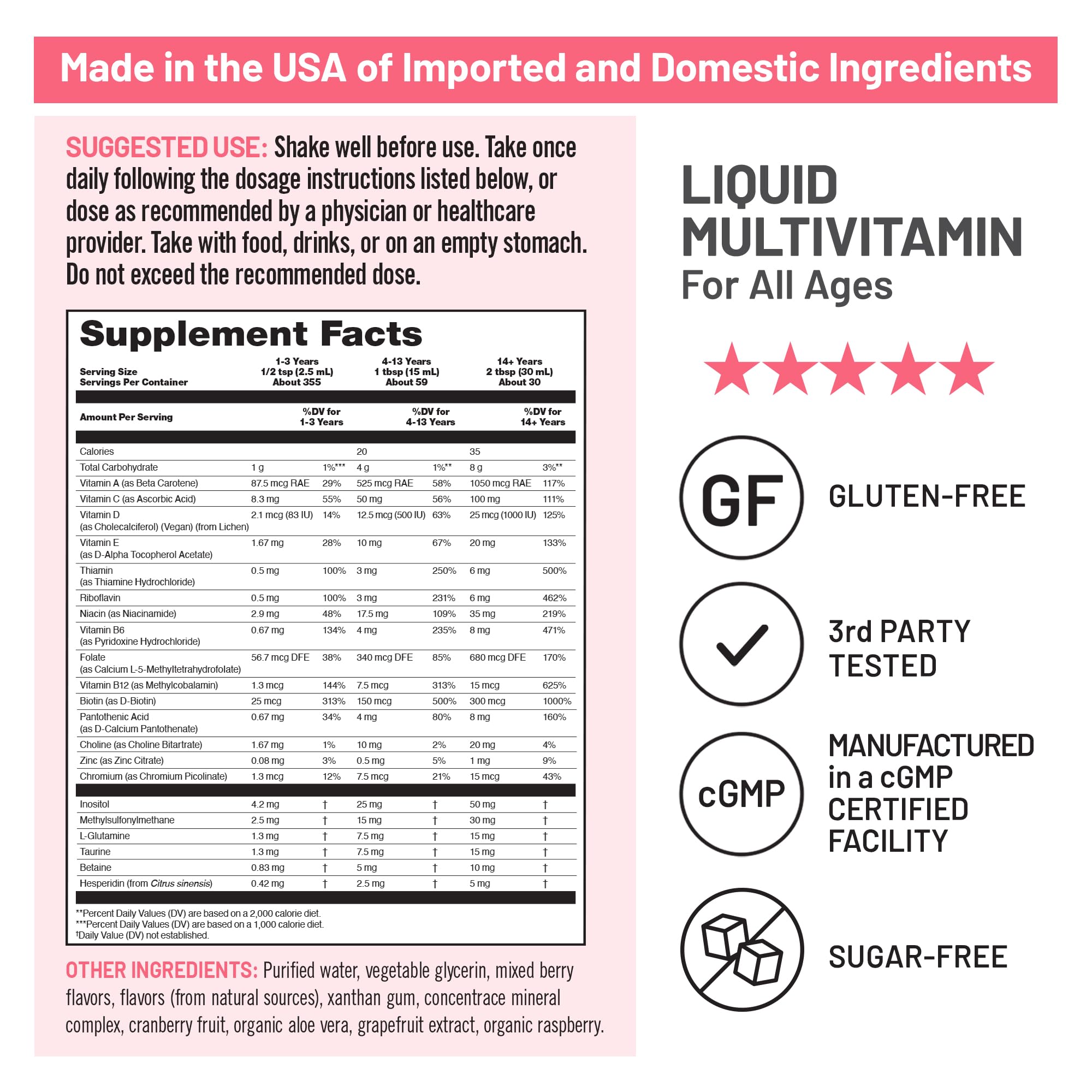 NatureWise Liquid Multivitamin for Women, Men, Kids, The Whole Family - Vegan, Sugar Free - Minerals for Beauty, Immune Health, Energy with Methylated B12 & Folate - Non-GMO - 30 fl oz(887 mL)