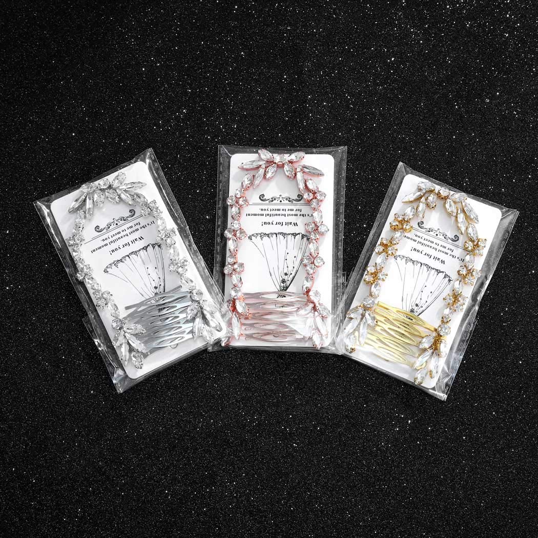 Unicra Wedding Crystal Hair Comb Bridal Headpiece Wedding Hair Accessories for Brides (Rose Gold)