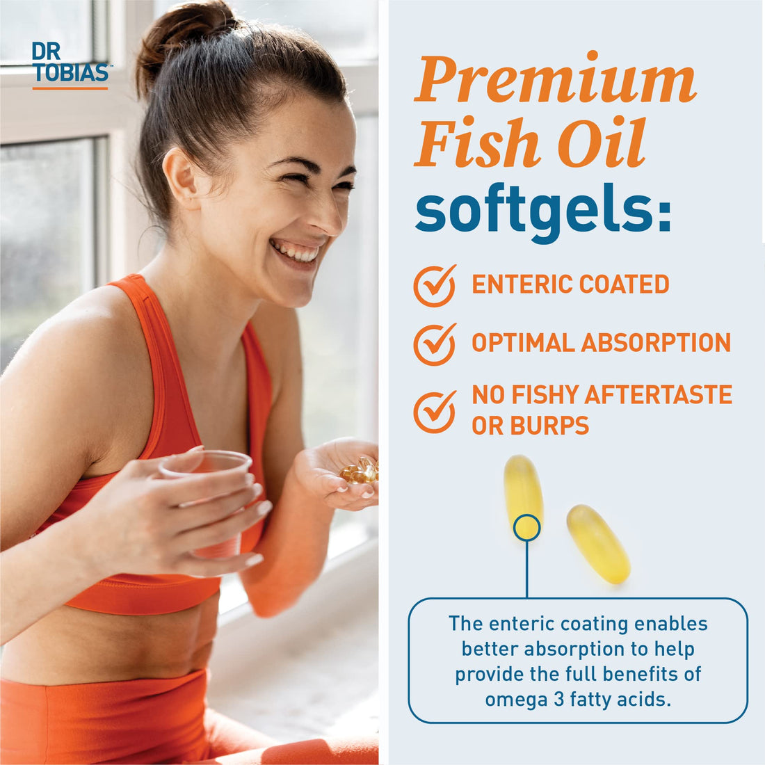 Dr. Tobias Omega 3 Fish Oil, 2000mg Triple Strength with 800mg EPA 600mg DHA Per Serving, Fish Oil Omega 3 Supplements for Heart, Brain & Immune Support, 60 Softgels, 30 Servings