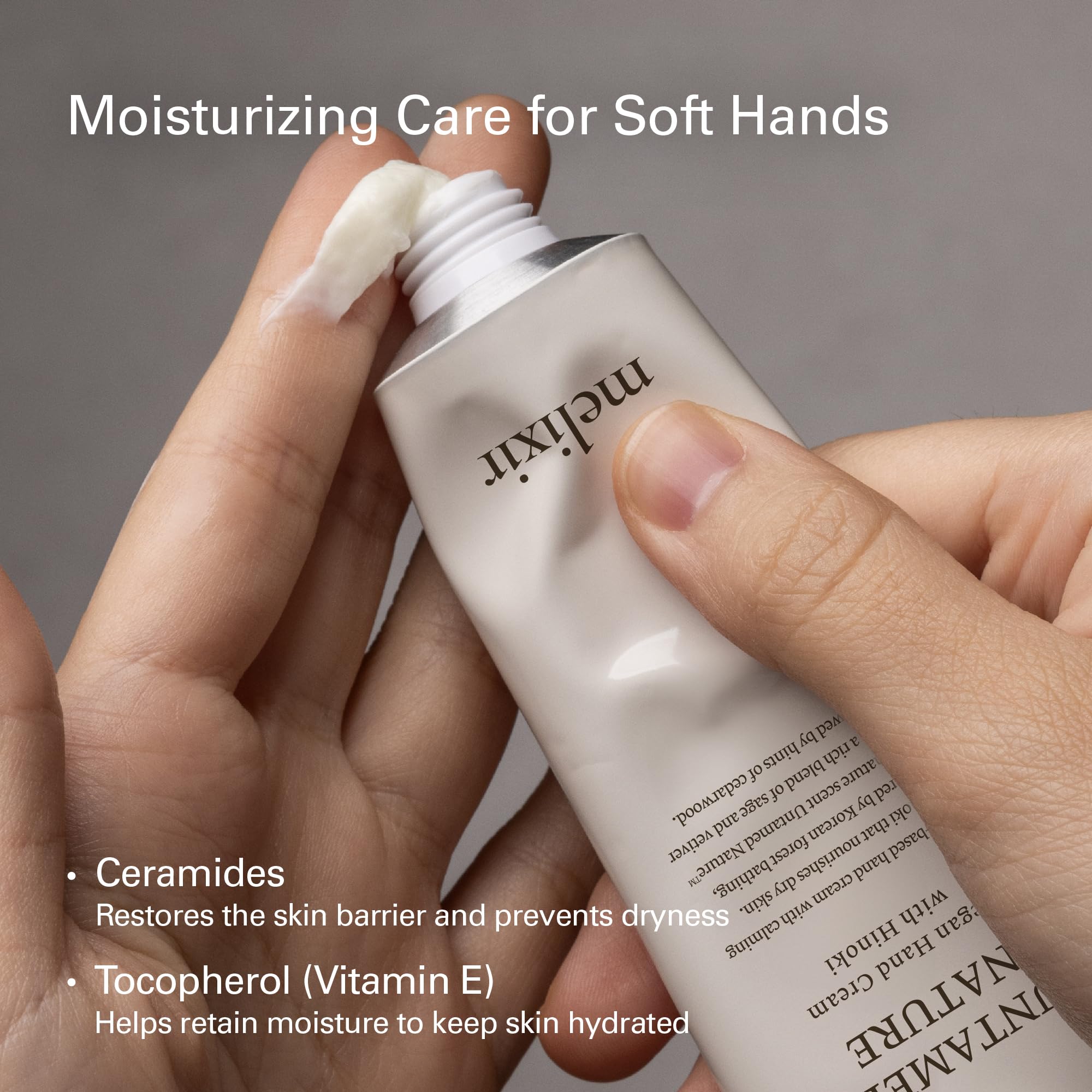 Melixir Vegan Hand Cream #Untamed Nature - Calming Forest Scented, Nourishes & Deeply Hydrates Dry Hands with Shea Butter, Non-Sticky & Velvety Finish, Travel Size, Korean Skincare (1.7 fl.oz.)