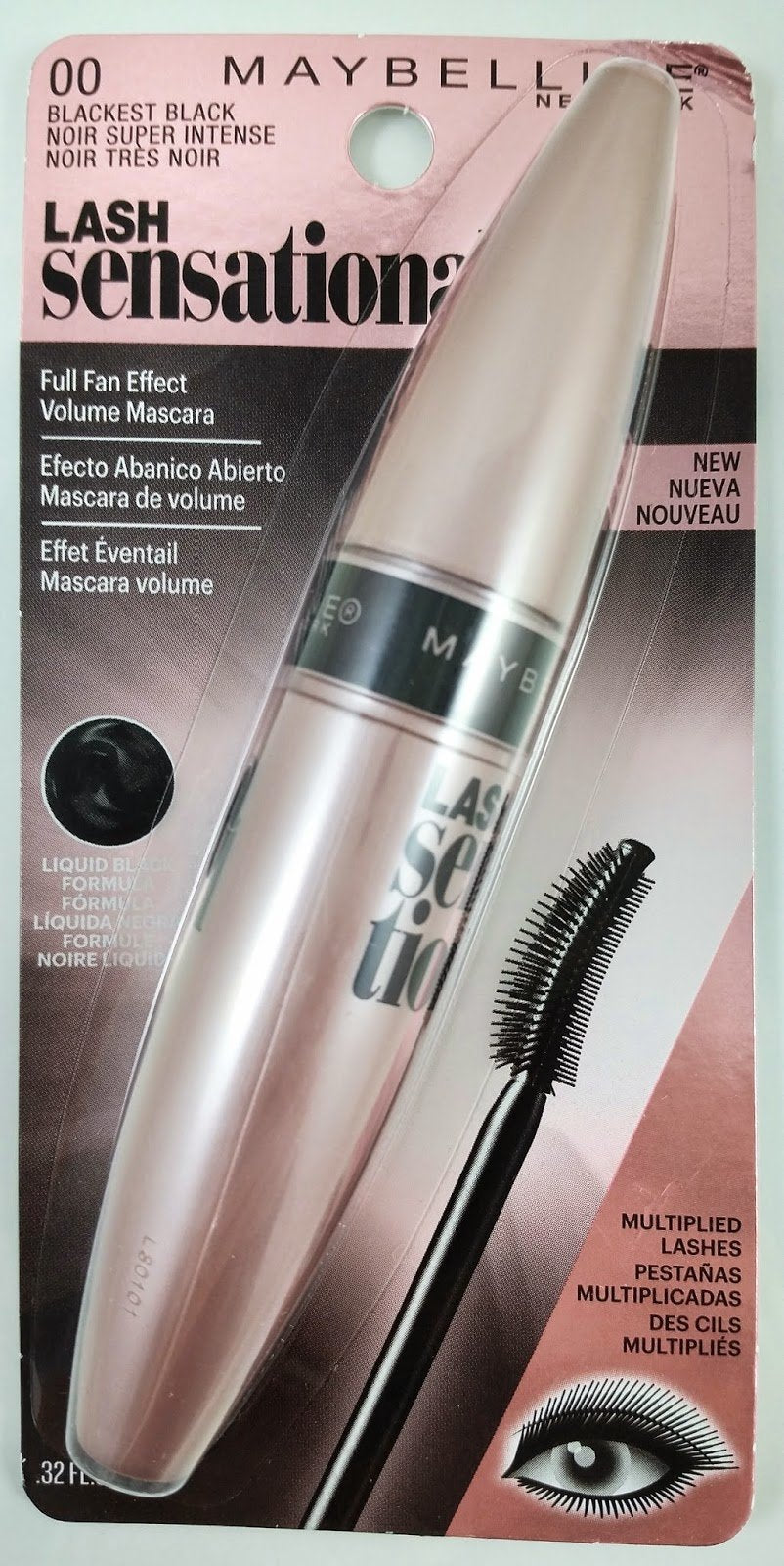 Maybelline New York Lash Sensational Mascara, Blackest Black 0.32 oz (Pack of 2)