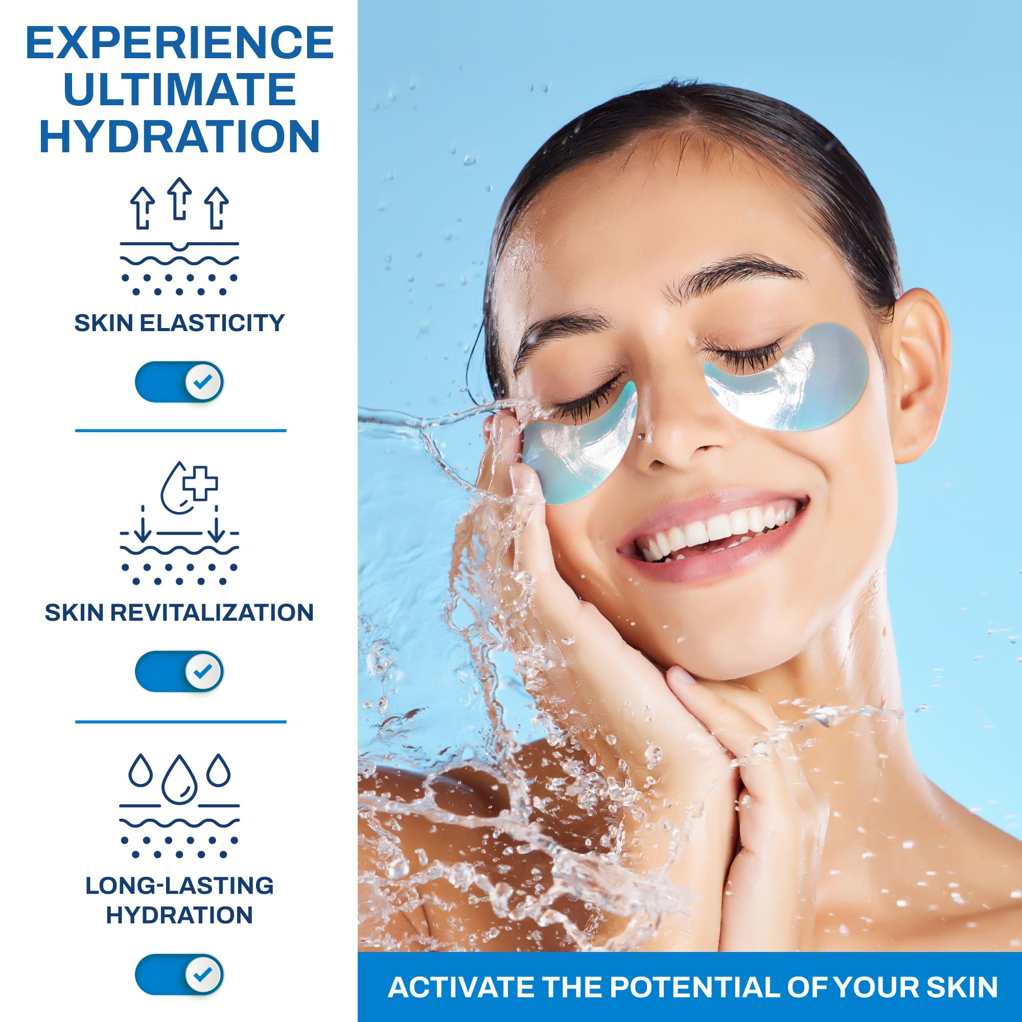 KINPUR ORGANIC COSMETICS Under Eye Patches for Puffy Eyes - Hyaluronic Acid and Collagen - Under Eye Mask for Eye Bags, Dark Circles, Fine Lines - Deep Skin Moisturizing - 30 Pairs, American Quality