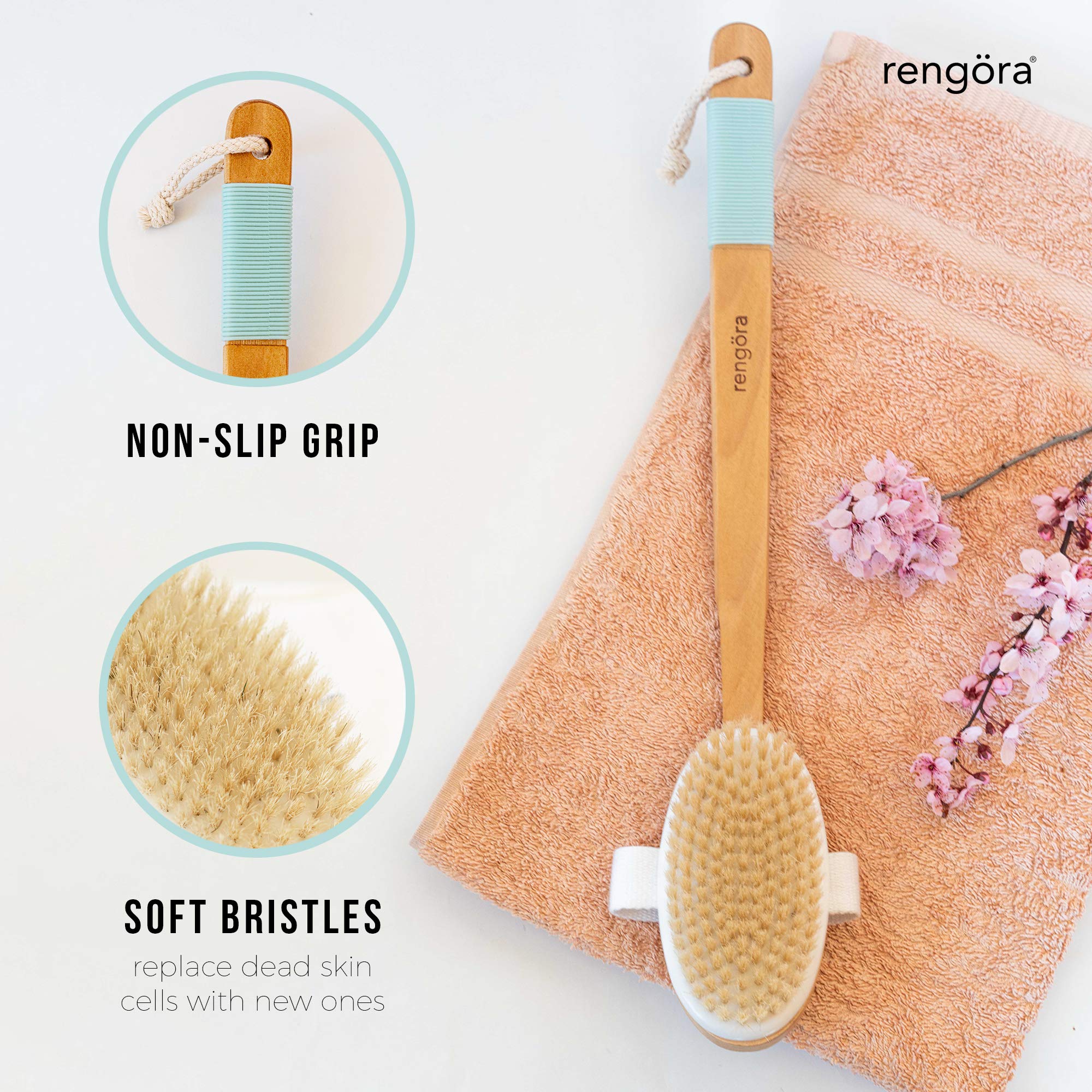 Dry Skin Body Brush - Dry Brush for Skin Care - Best for Massage, Exfoliating, Removing Dead Skin, Lymphatic Drainage, and Cellulite Treatment. Achieve Healthy Skin Today