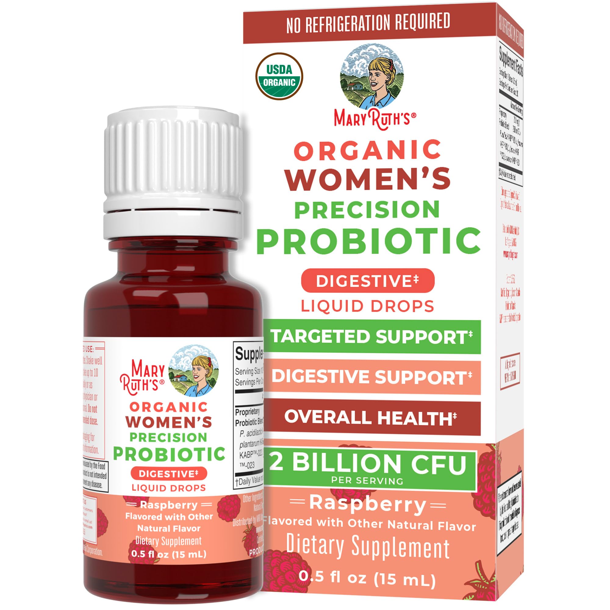 MaryRuth Organics USDA Organic Womens Probiotic Liquid Drops for Digestive Health | Targeted Support for Women | Four Probiotic Blend | Women's Wellness | Dairy Free | 30 Servings