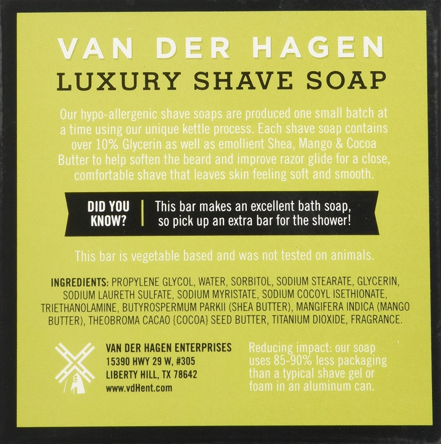 Van Der Hagen Men's Luxury Scented Shave Soap, 3.5 Ounce (Pack of 2)