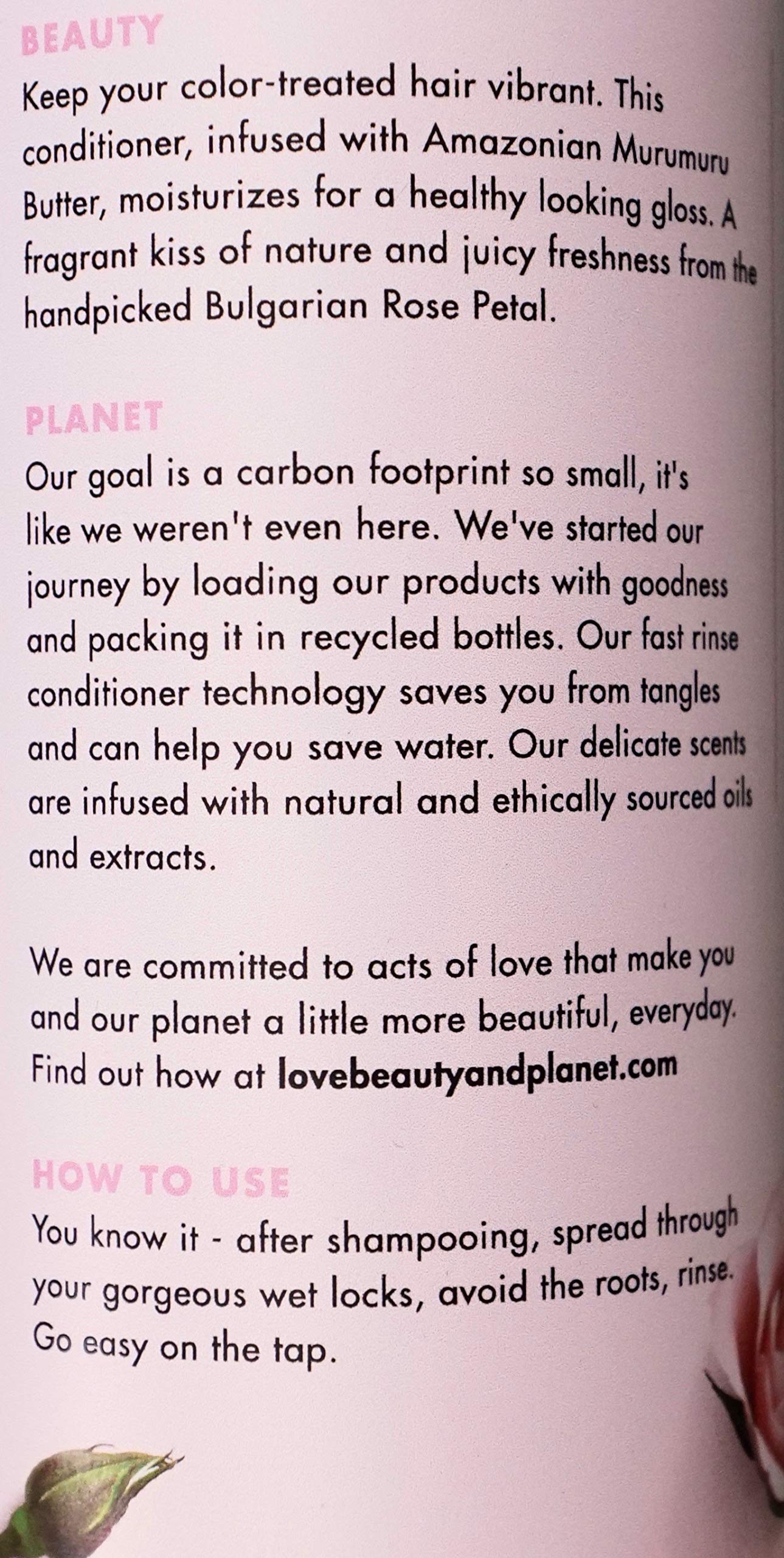 Love Beauty and Planet Conditioner Blooming Color Murumuru Butter & Rose, 22 FL OZ