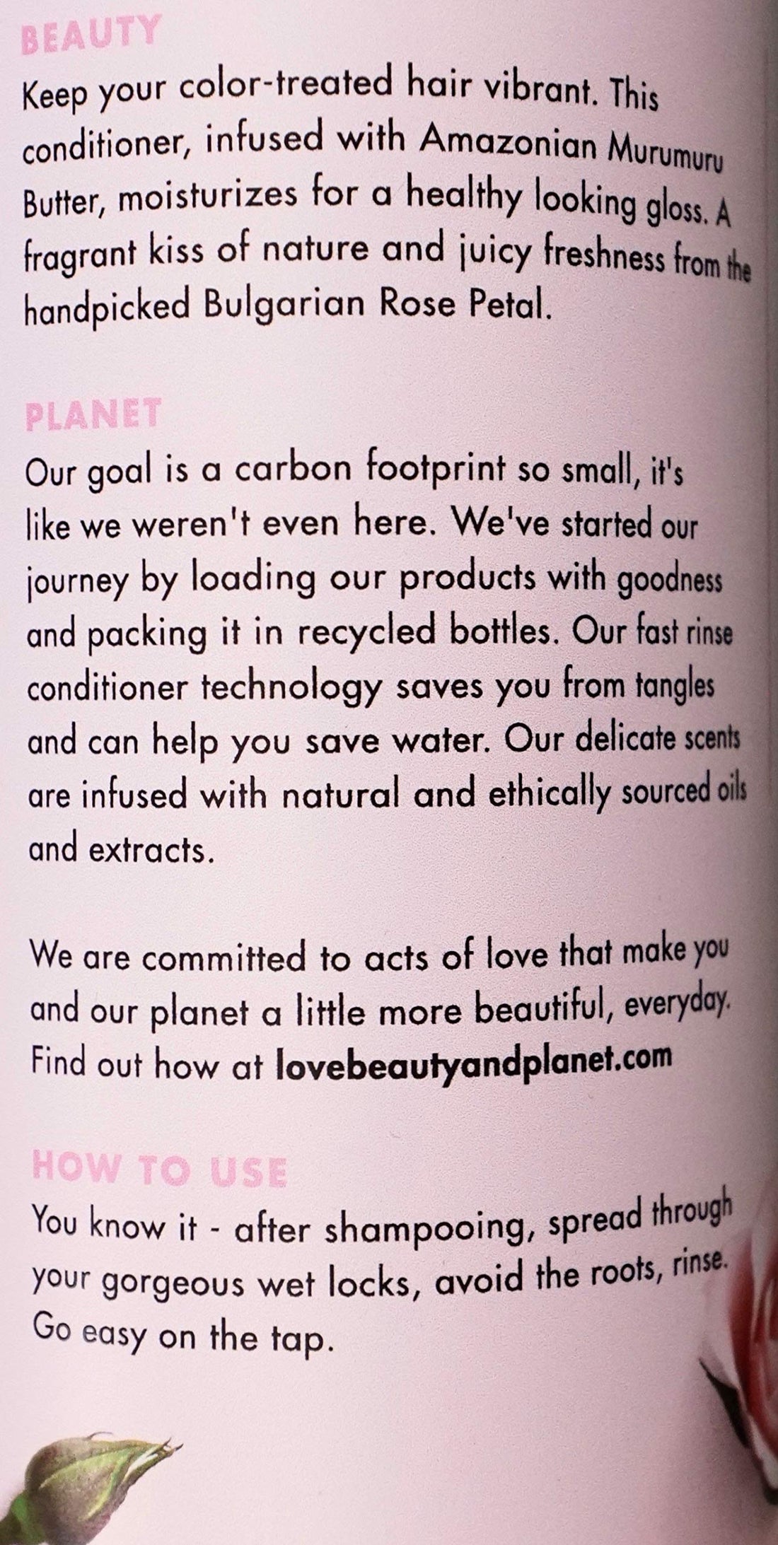 Love Beauty and Planet Conditioner Blooming Color Murumuru Butter & Rose, 22 FL OZ