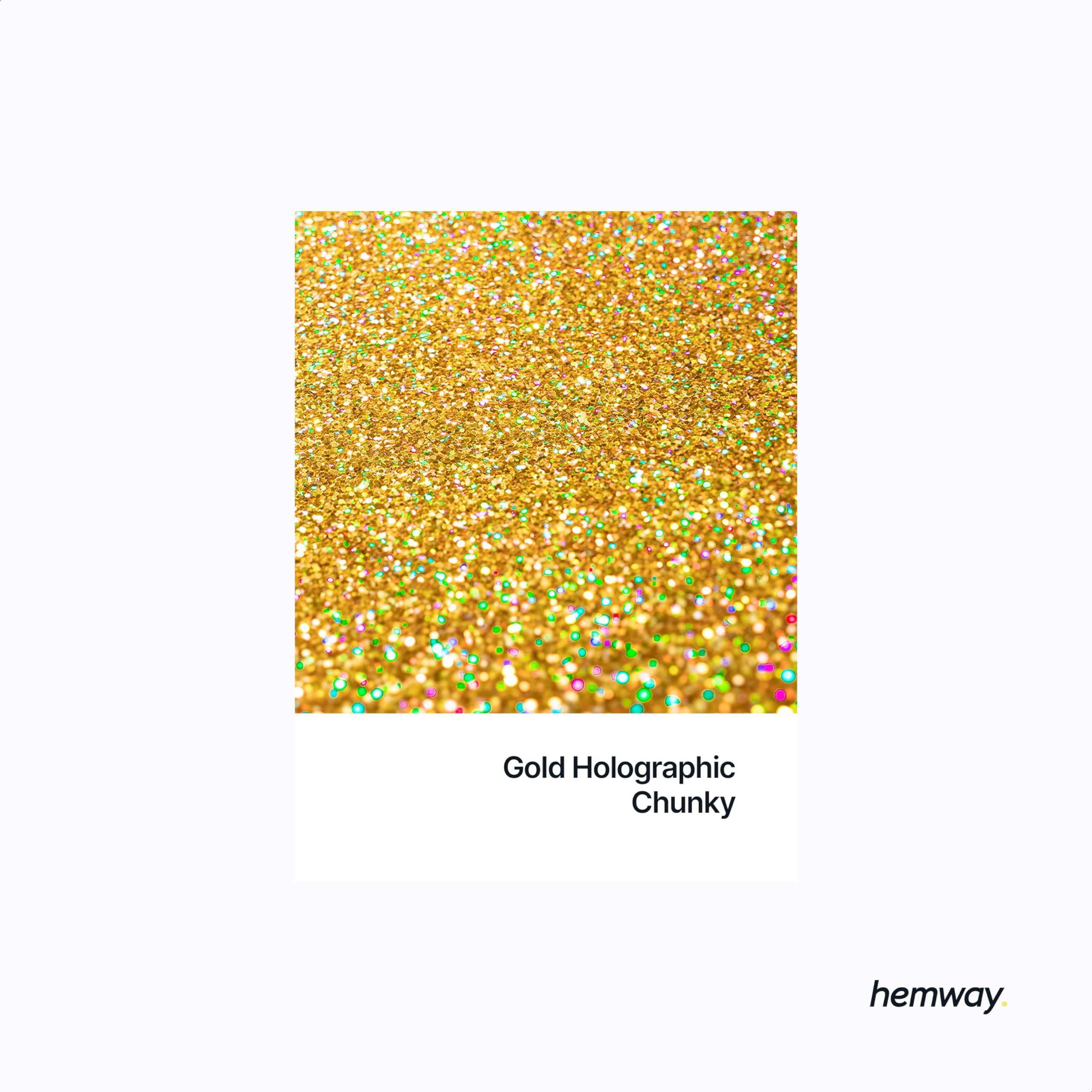 Hemway Premium Ultra Sparkle Glitter Multi Purpose Metallic Flake for Arts Crafts Nails Cosmetics Resin Festival Face Hair - Gold Holographic - Chunky (1/40 0.025 0.6mm) 100g / 3.5oz