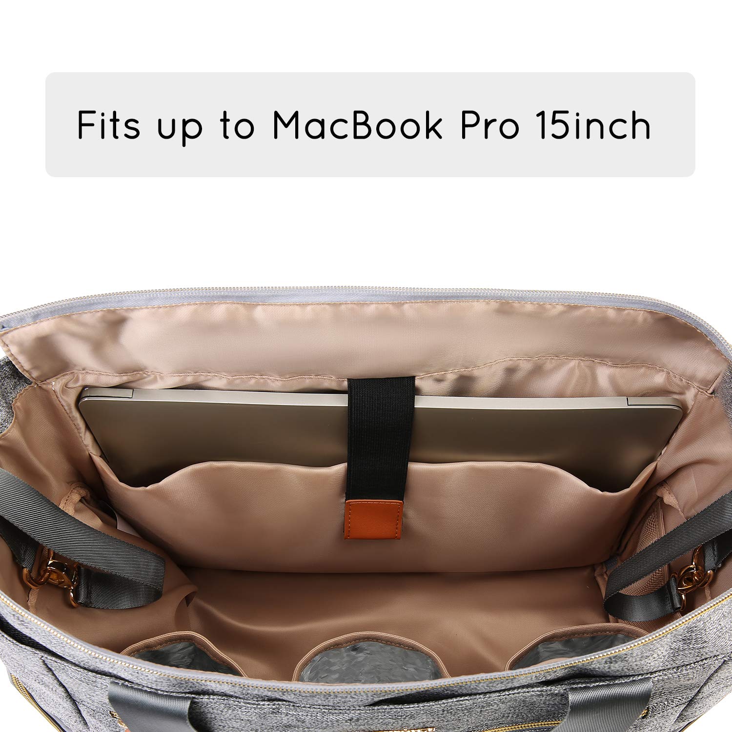 mommore Breast Pump Bag Diaper Tote Bag with 15 Inch Laptop Sleeve Fit Most Breast Pumps like Medela, Spectra S1,S2