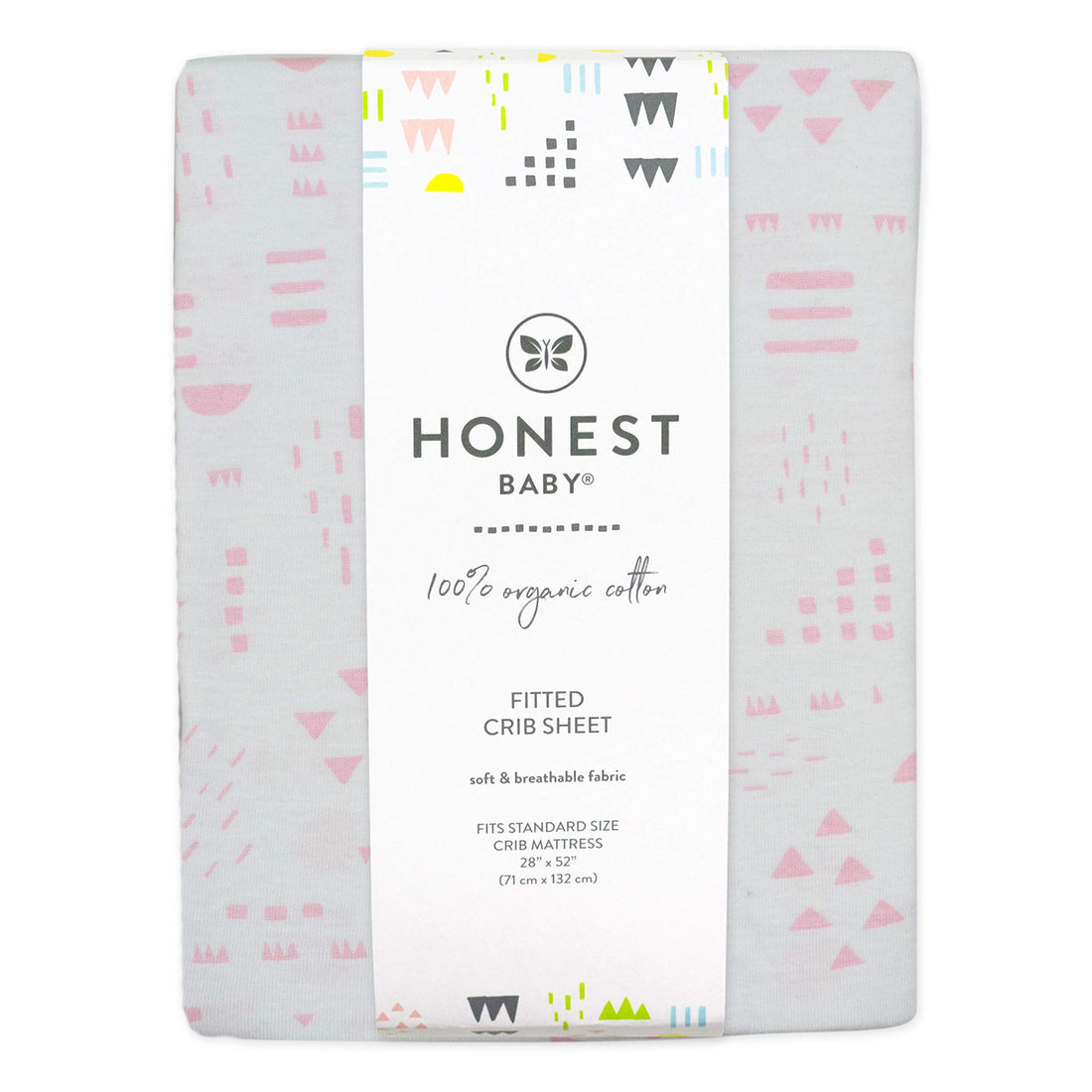 HonestBaby unisex-baby Classics Fitted Crib Sheets Set Standard Mattress, 100% Organic Cotton Baby Boys, Girls, Neutral, 1 Pack - Pattern Play Gray Heather, One Size