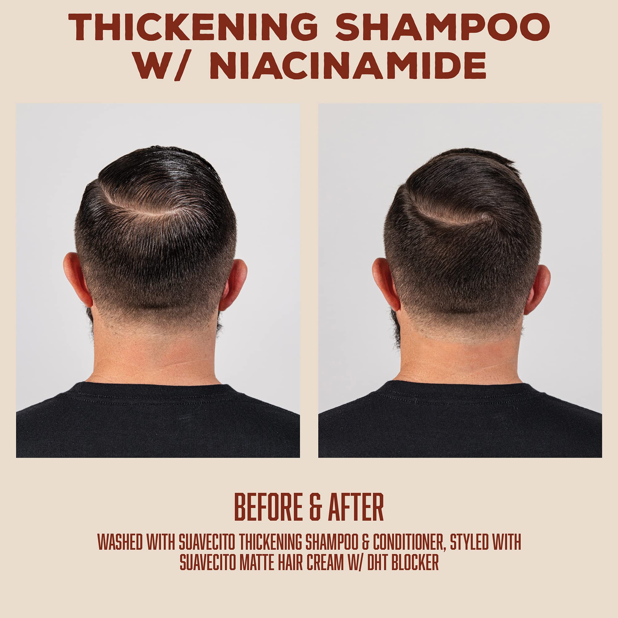 Suavecito Hair Thickening Shampoo With Niacinamide For Thinning Hair - Vitamin B3 Shampoo Repairs Damaged Hair, Improves Health And Fights Hair Loss