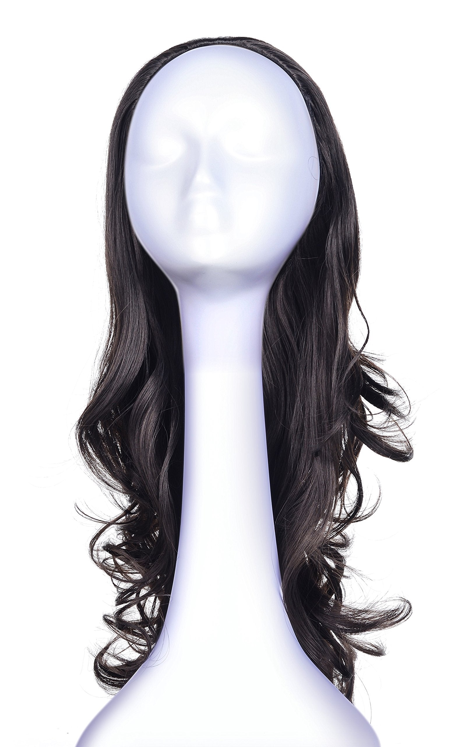 R2 : OneDor 23 Curly 3/4 Ladies Half Wig Kanekalon Hair Synthetic Wigs with Comb on a Mesh Head Cap (R2)
