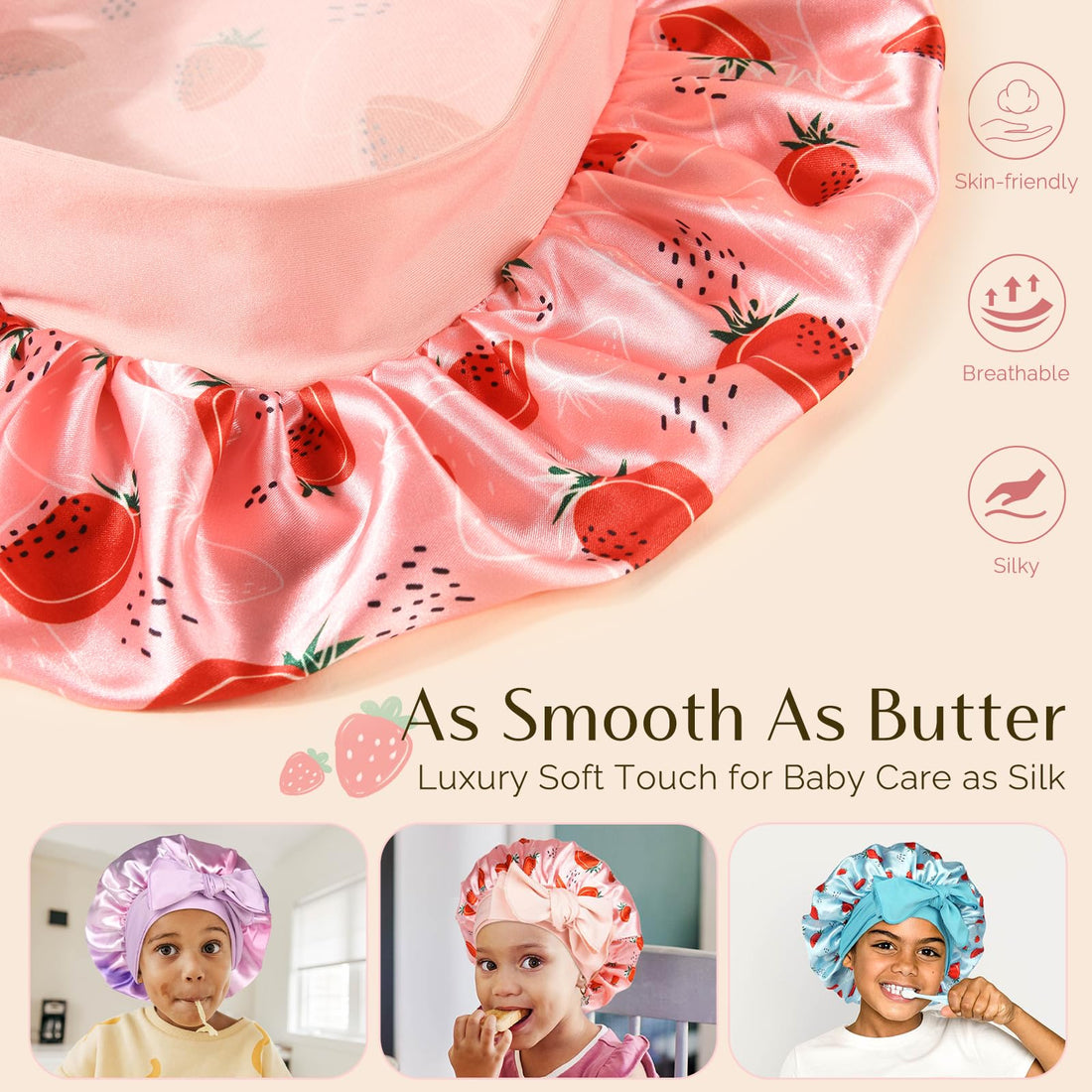 YANIBEST 2 PCS Toddler Bonnet Silk Satin Bonnet for Kids Sleeping Cap Curly Natural Hair Kids Bonnets for Girls Boys