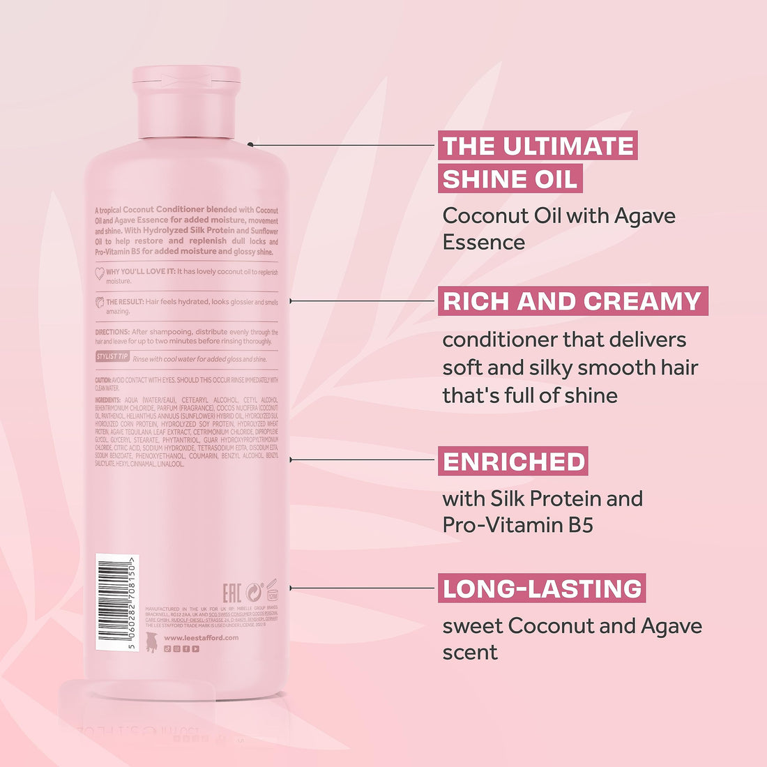 Lee Stafford Shine Conditioner | Coco Loco Collection - Best Moisturizing Conditioner for Dry, Dull Hair, High Gloss Finish, Packed with Coconut Oil & Agave Essence, 16.9 Fl Oz