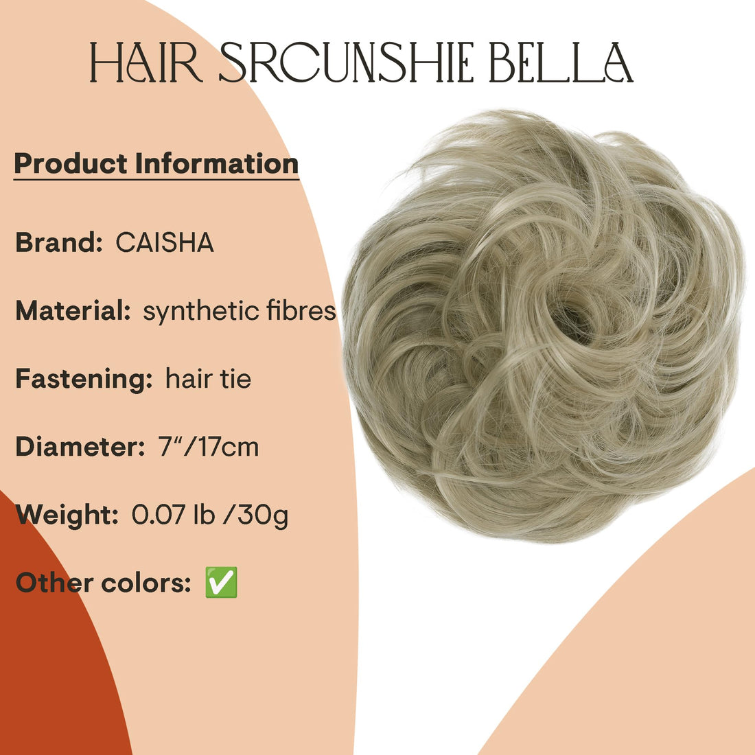 PRETTYSHOP Scrunchie Bun Up Do Hair piece Hair Ribbon Ponytail Extensions Wavy Curly or Messy Various Colors light blonde 22 AD