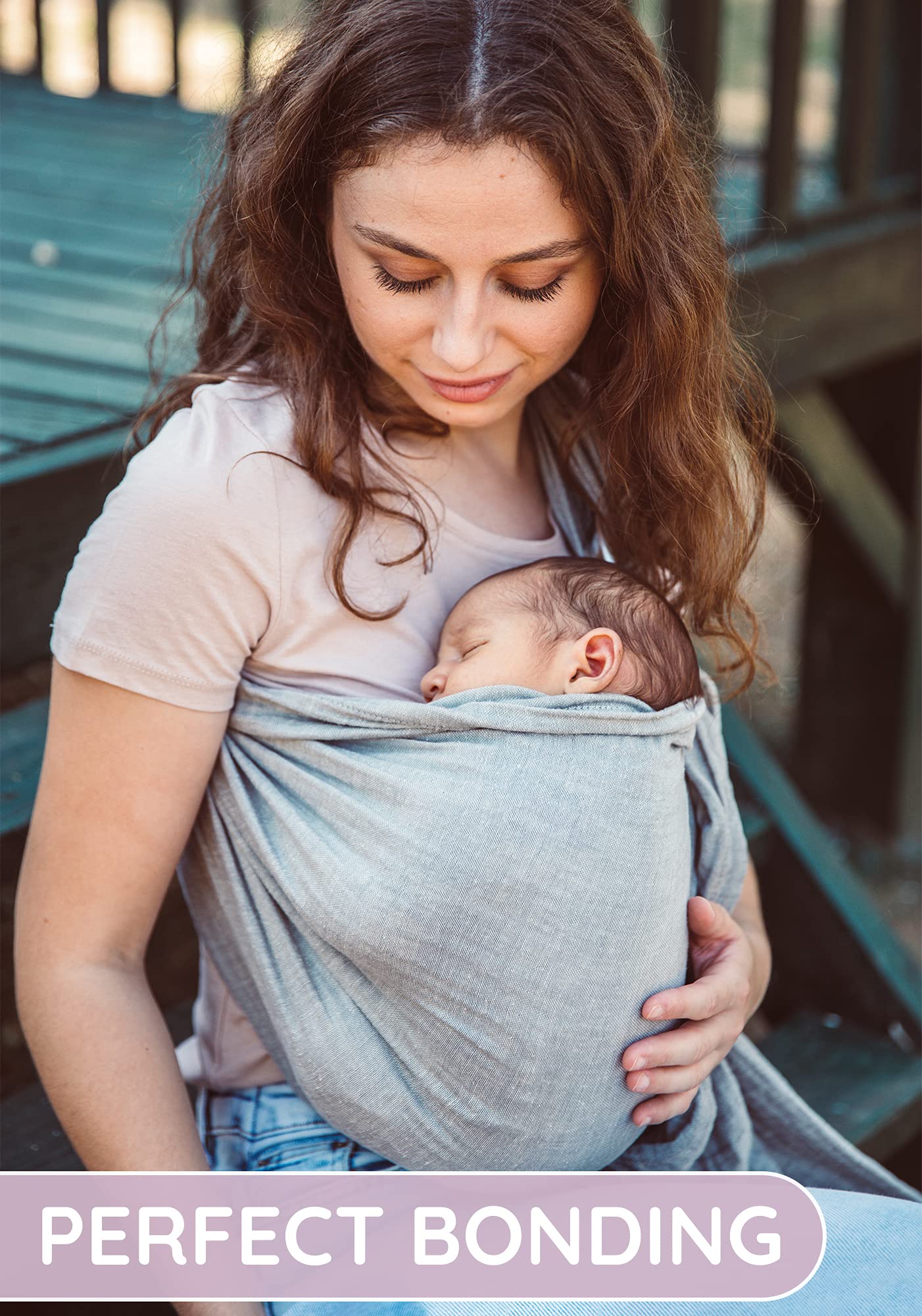 Ring Sling Baby Carrier 100% Cotton Muslin Front and Chest Newborn to Toddler Carrier and Baby Sling (Grey)