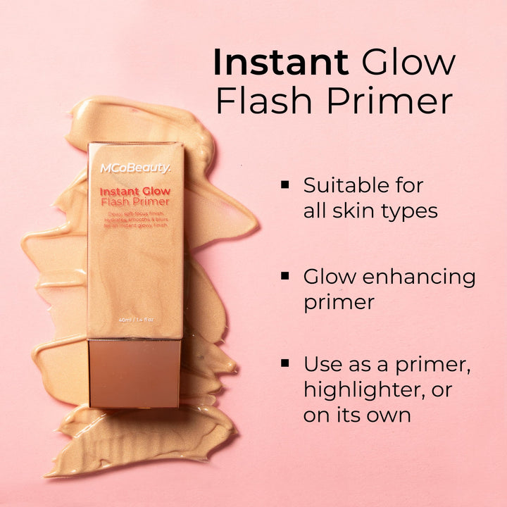 MCoBeauty Instant Glow Flash Primer, Skin-Perfecting Base for Radiant Makeup, Vegan, Cruelty Free Cosmetics