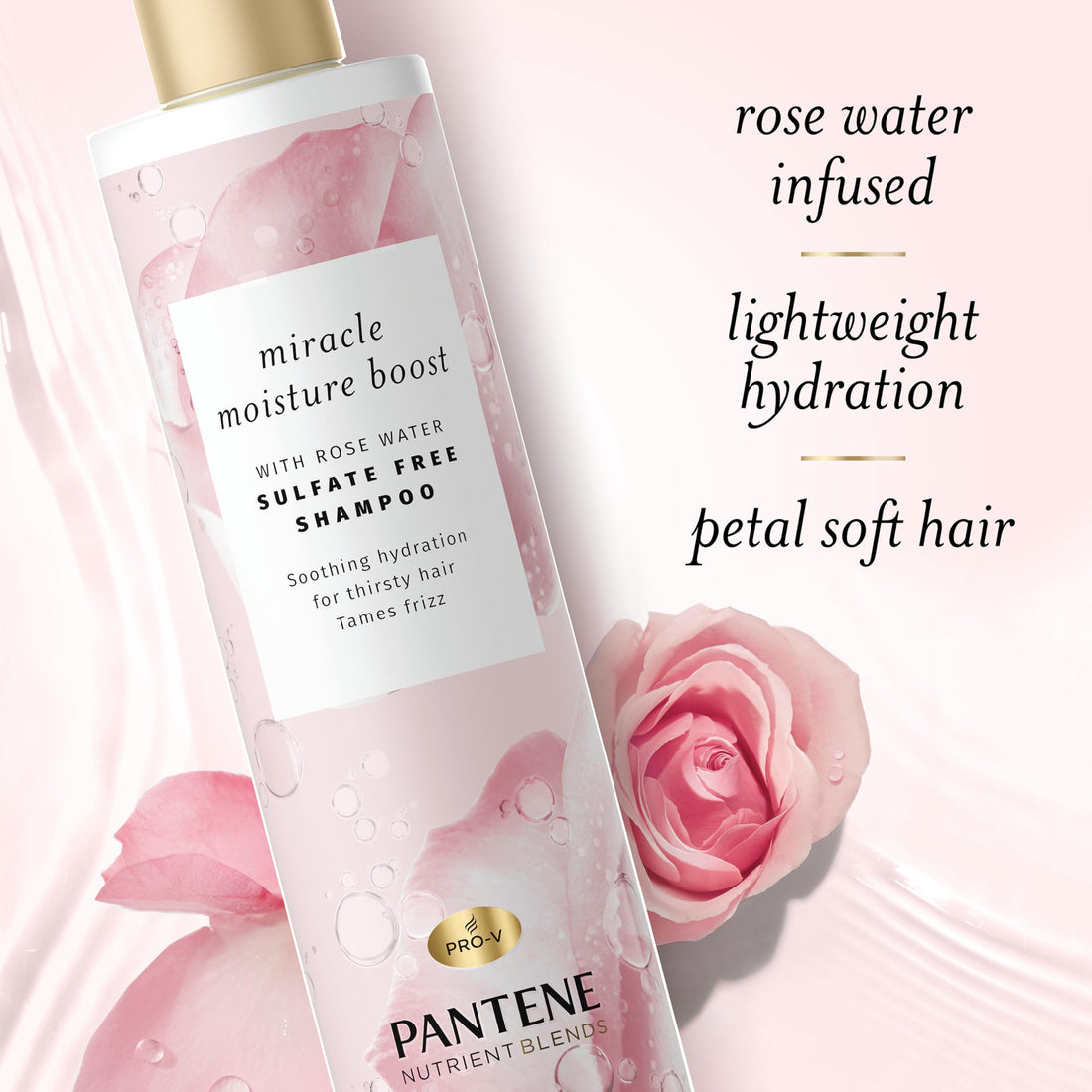 Pantene Nutrient Blends Miracle Moisture Boost Rose Water Shampoo & Conditioner Dual Pack for Dry Hair, Sulfate Free