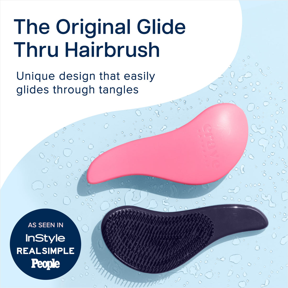 Detangling Brush By Crave Naturals - Glide Thru Detangling Brush Works As a Detangler for Thick, Thin, Curly, Fine, Natural, Color Treated, Damaged, Wet or Dry Hair - No More Tangle - Adults & Kids - Gentle As a Comb - Pink and Black Color - LIFETIME