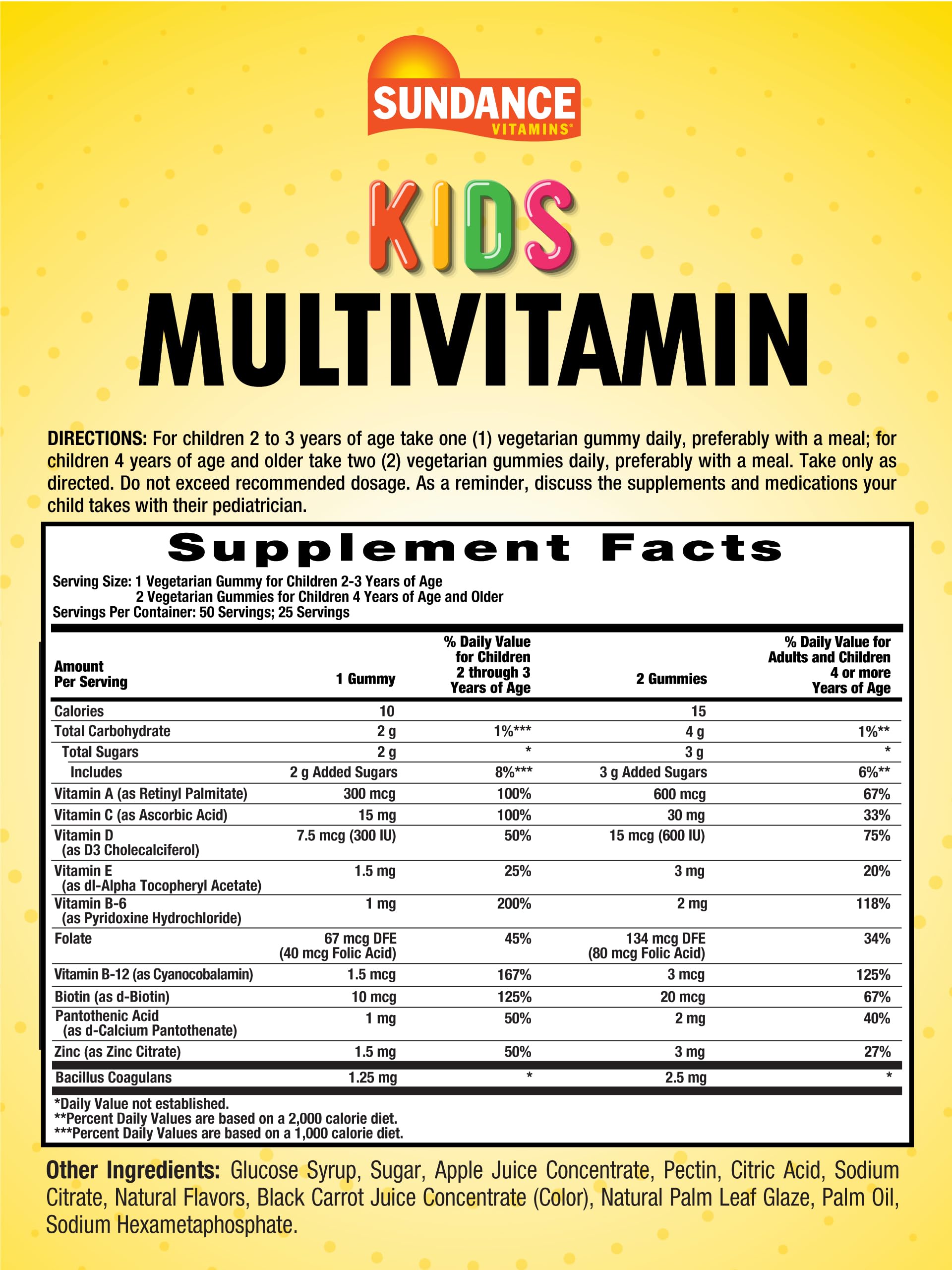 Sundance Kid's Multivitamin Gummies | 50 Count | Mixed Berry Flavor | Vegetarian, Non-GMO, and Gluten Free Supplement