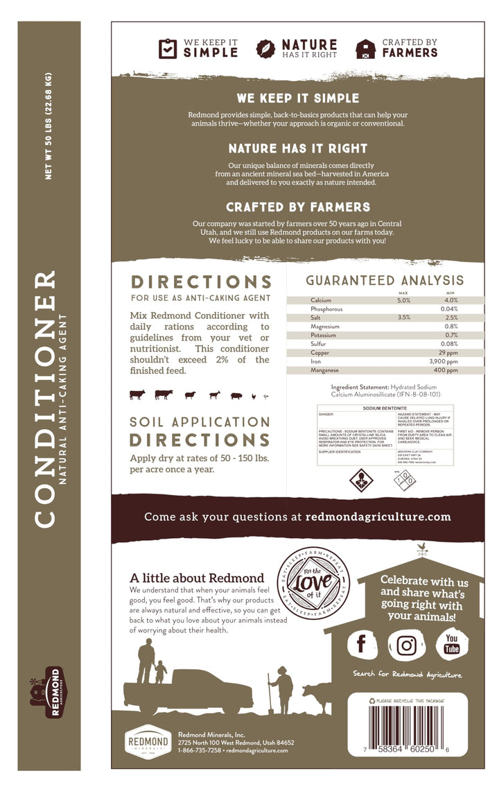 Redmond Natural Livestock Mineral Conditioner, 50 lbs
