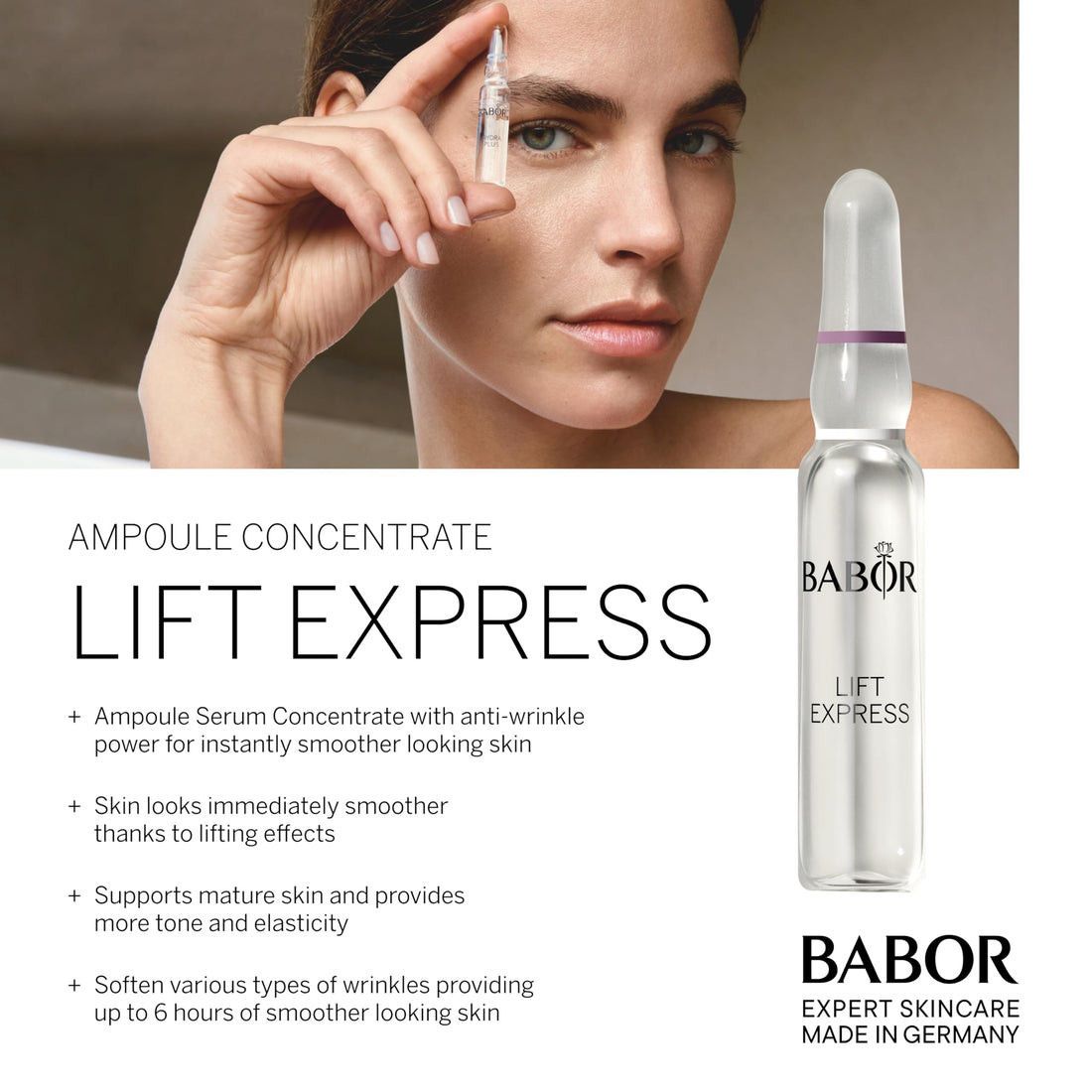 BABOR Lift Express Ampoule Serum, Anti-Aging and Firming Moisturizing Treatment, Reduce Fine Lines and Wrinkles for Dry Skin for Immediate Anti-Wrinkle Effect, 7 Day Treatment