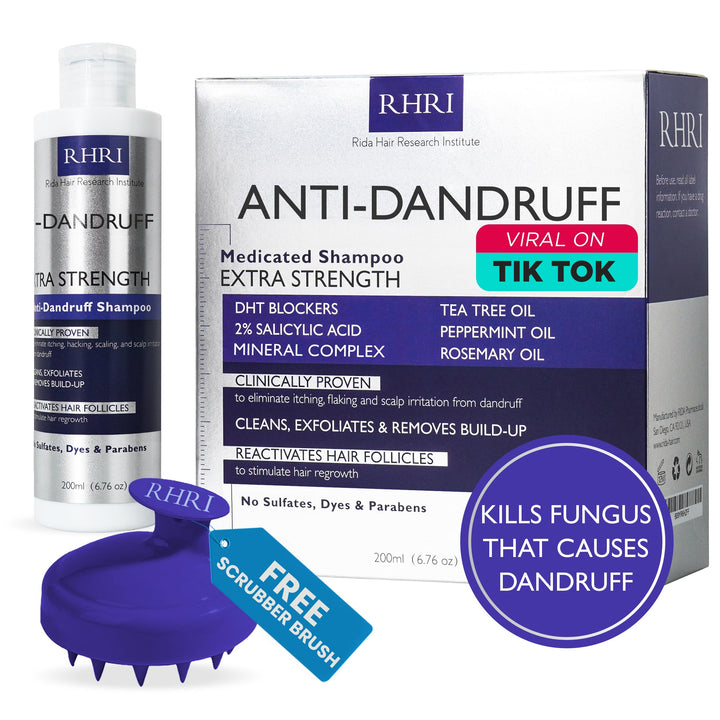 Anti Dandruff Shampoo for Men & Women | Extra Strength Medicated Shampoo with 2% Salicylic Acid and Tea Tree Oil for Itchy, Dry Scalp, Flakes and Build-Up | Sulfate Free 200ml