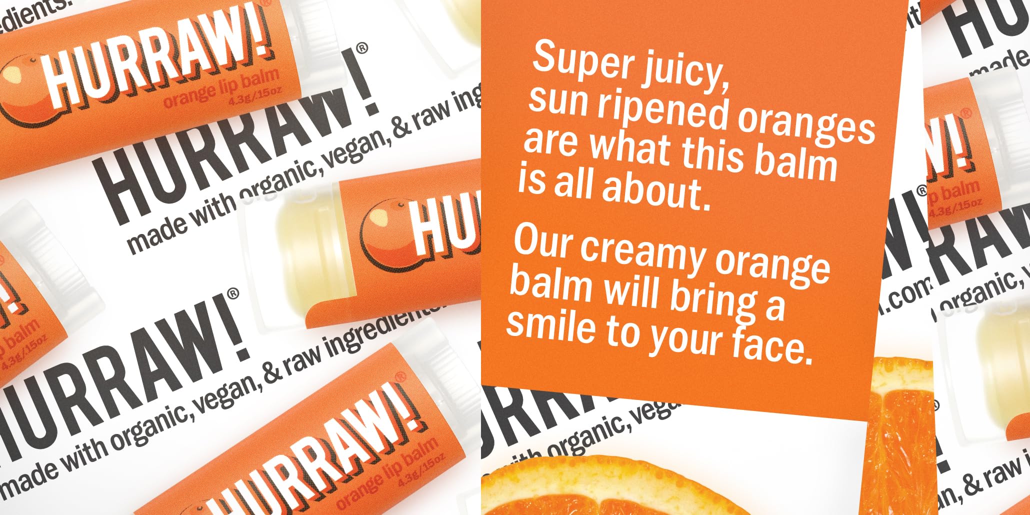 Hurraw! Orange Lip Balm, 3 Pack: Organic, Certified Vegan, Cruelty and Gluten Free. Non-GMO, 100% Natural Ingredients. Bee, Shea, Soy and Palm Free. Made in USA