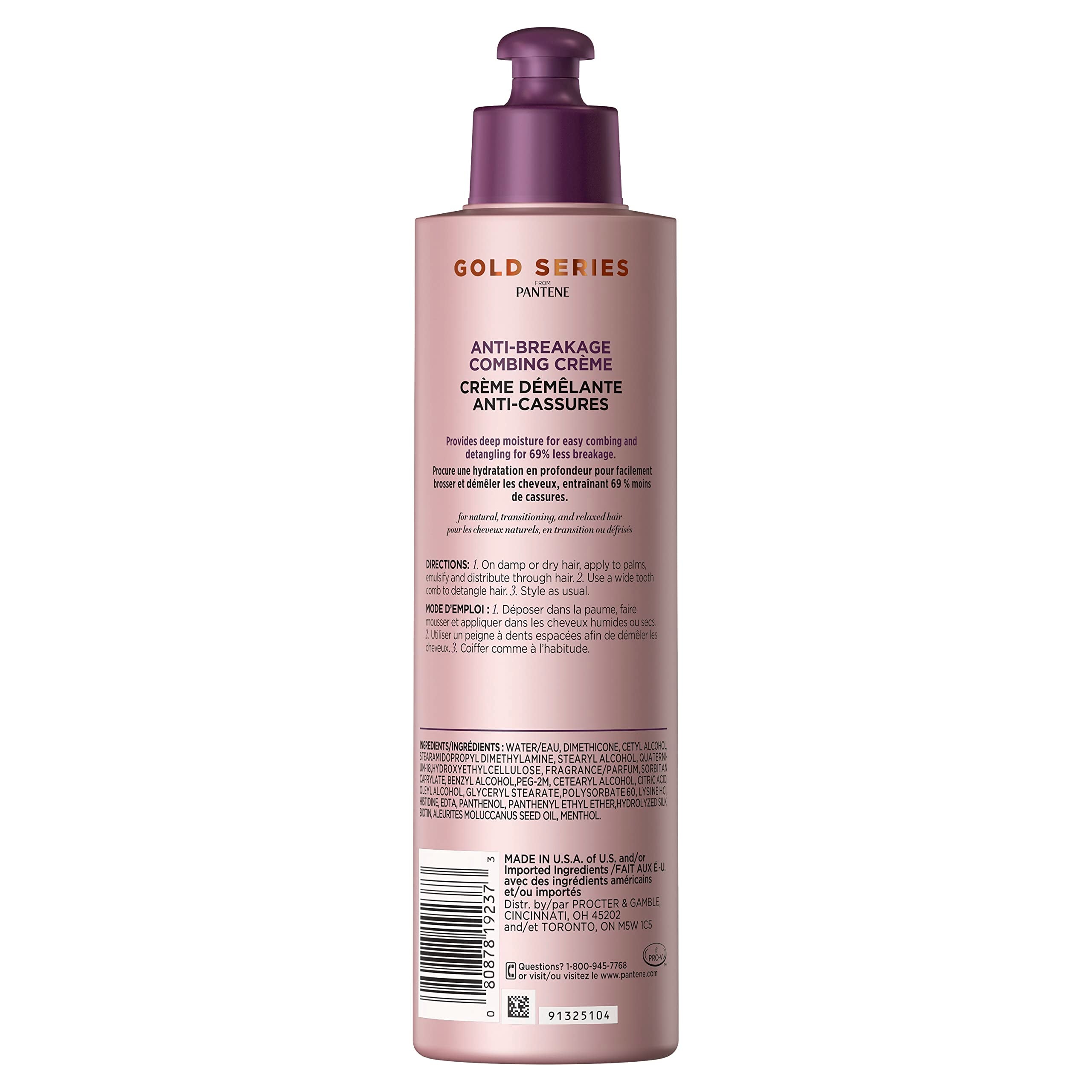 Pantene Gold Series Anti-Breakage Combing Crème with Biotin and Kukui Nut Oil, 9.1 fl oz