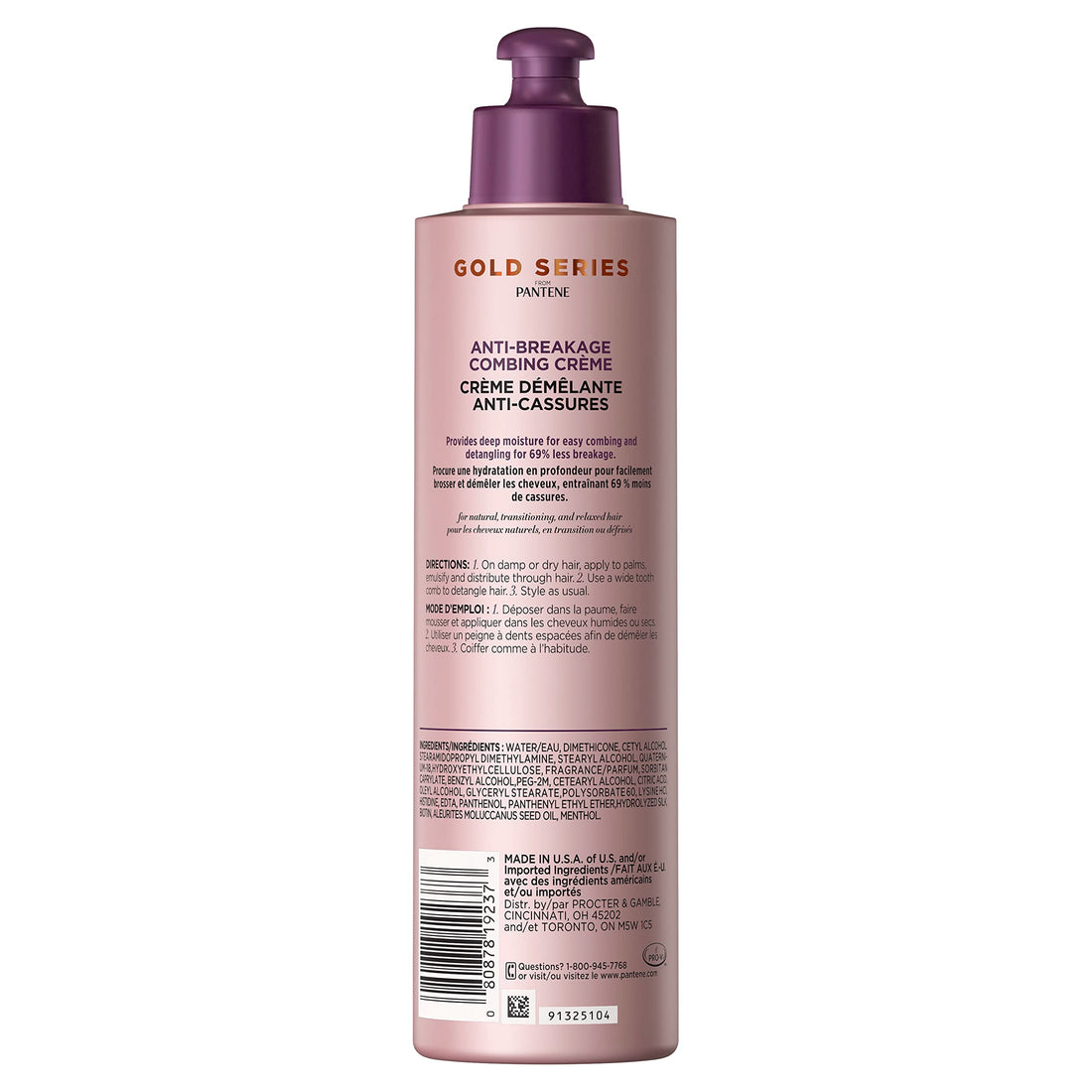 Pantene Gold Series Anti-Breakage Combing Crème with Biotin and Kukui Nut Oil, 9.1 fl oz