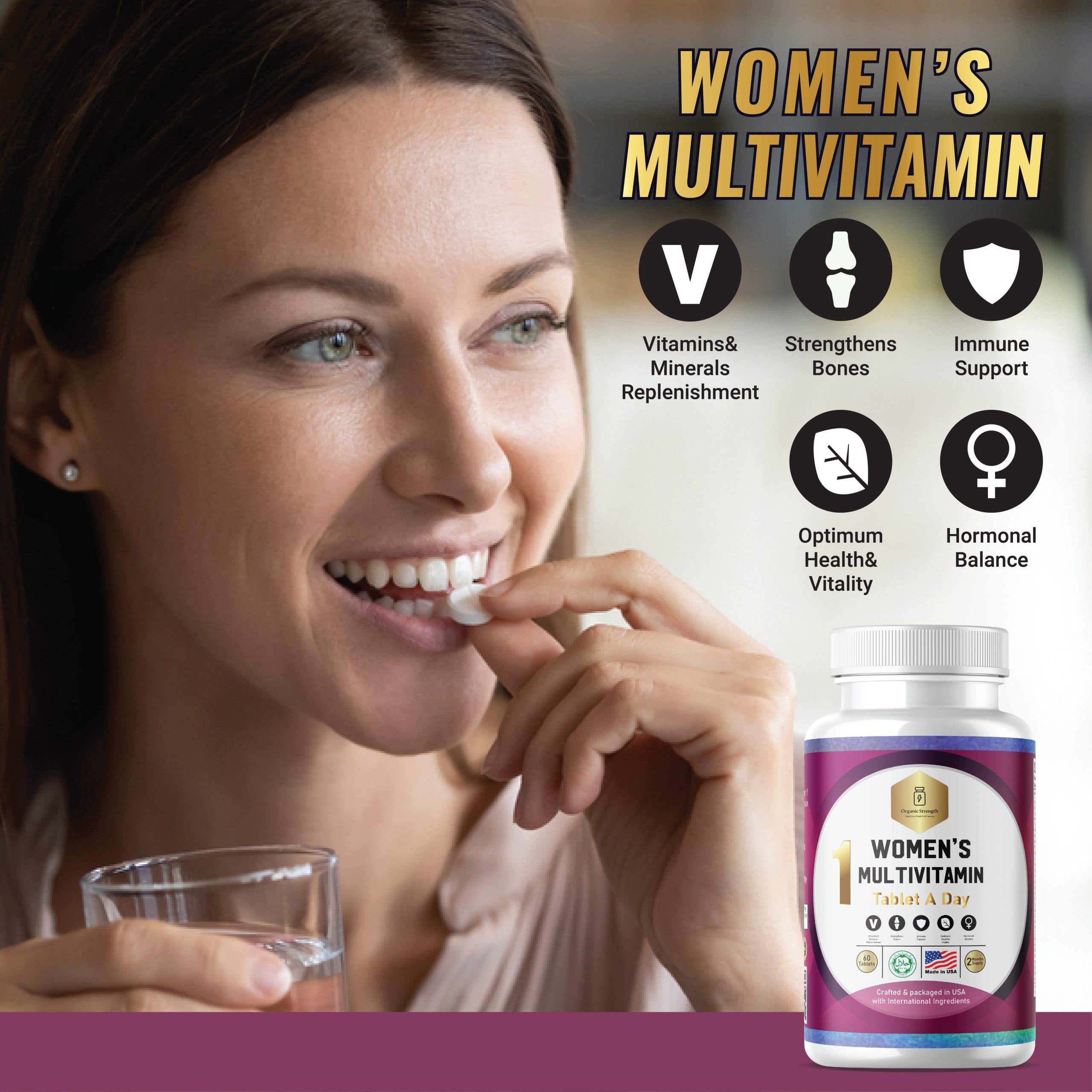 EXPERIENCE PEAK PERFORMANCE Womens vitamins | Vitamin supplements for women | with Iron. Women's vitamins for Energy. | Women daily vitamins multivitamin | 1 Tablet a Day, 2 Month Supply.