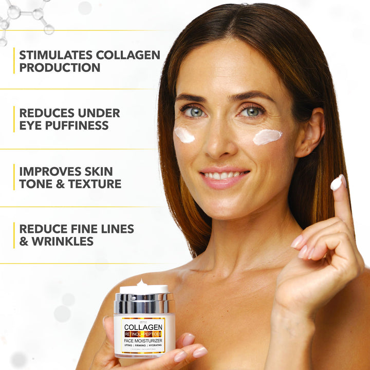 Collagen Cream - Anti Aging Face Moisturizer - Wrinkle Cream for Women and Men with Retinol, Peptides and Hyaluronic Acid - Day and Night - Best Facial Moisturizer - Neck & Décolleté